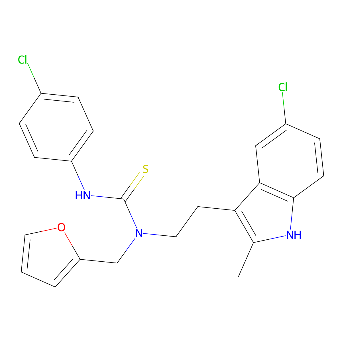 1-(2-(5-chloro-2-methyl-1H-indol-3-yl)ethyl)-3-(4-chlorophenyl)-1-(furan-2-ylmethyl)thiourea molecular structure, CAS 851971-31-8