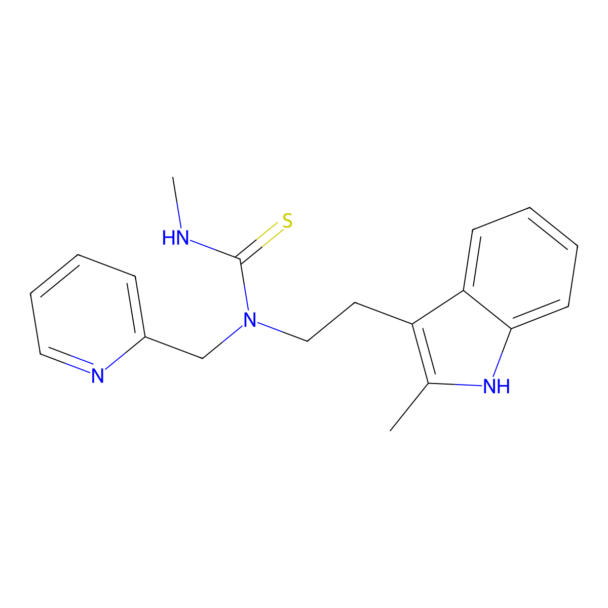 3-methyl-1-[2-(2-methyl-1H-indol-3-yl)ethyl]-1-(pyridin-2-ylmethyl)thiourea molecular structure, CAS 851971-32-9