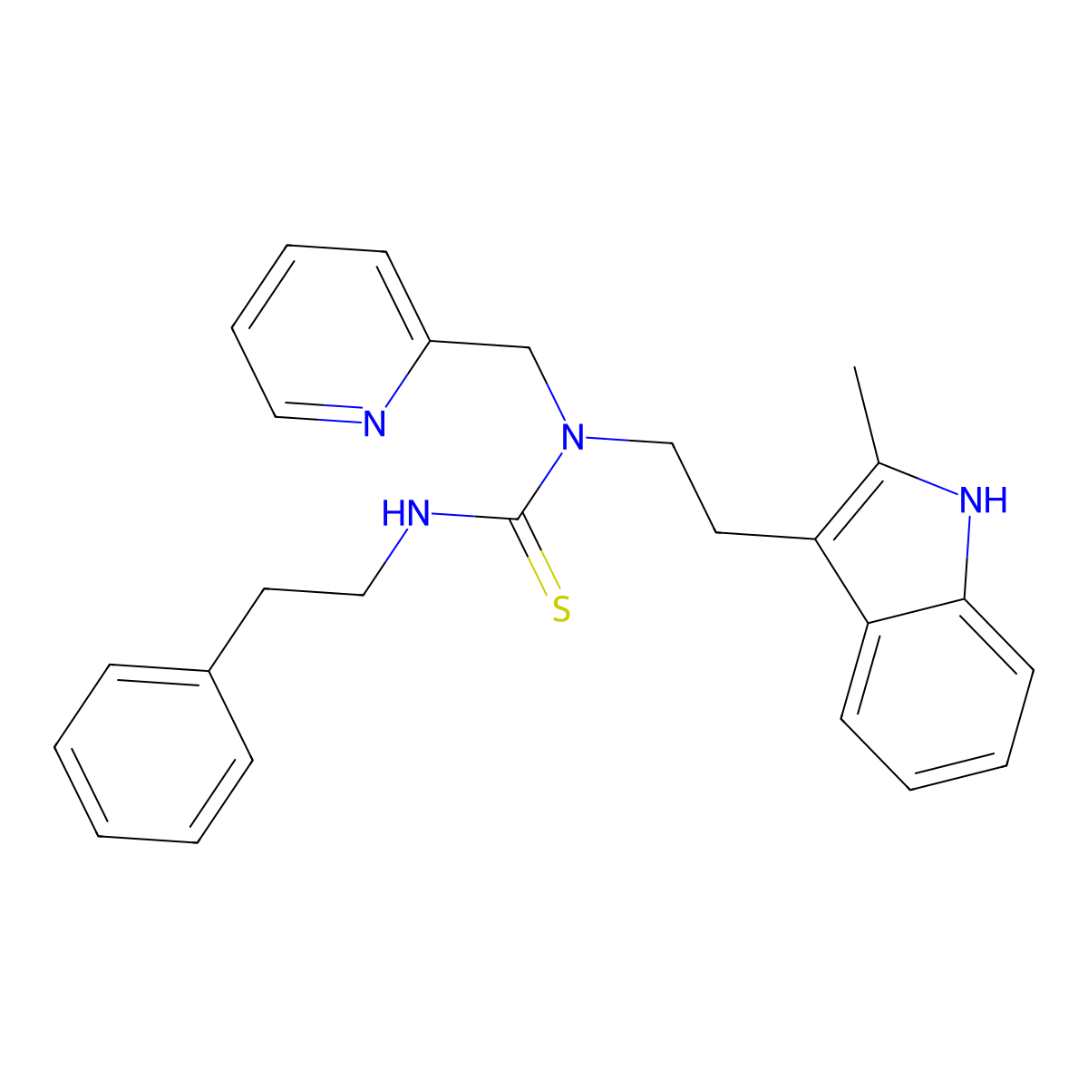 1-(2-(2-methyl-1H-indol-3-yl)ethyl)-3-phenethyl-1-(pyridin-2-ylmethyl)thiourea molecular structure, CAS 851971-36-3