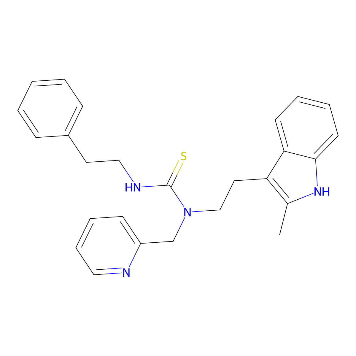 1-(2-(2-methyl-1H-indol-3-yl)ethyl)-3-phenethyl-1-(pyridin-2-ylmethyl)thiourea molecular structure, CAS 851971-36-3