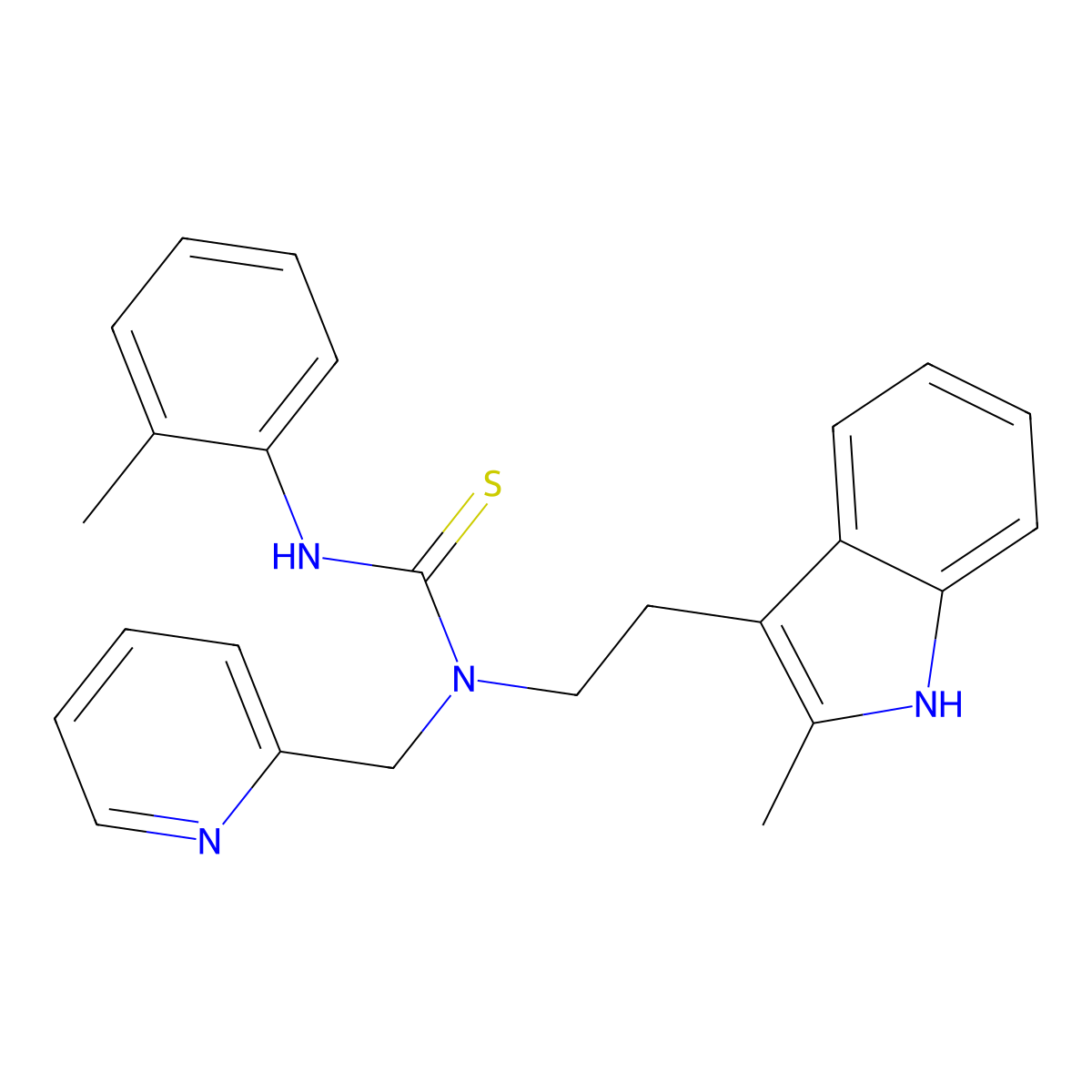 1-(2-(2-methyl-1H-indol-3-yl)ethyl)-1-(pyridin-2-ylmethyl)-3-(o-tolyl)thiourea molecular structure, CAS 851971-38-5