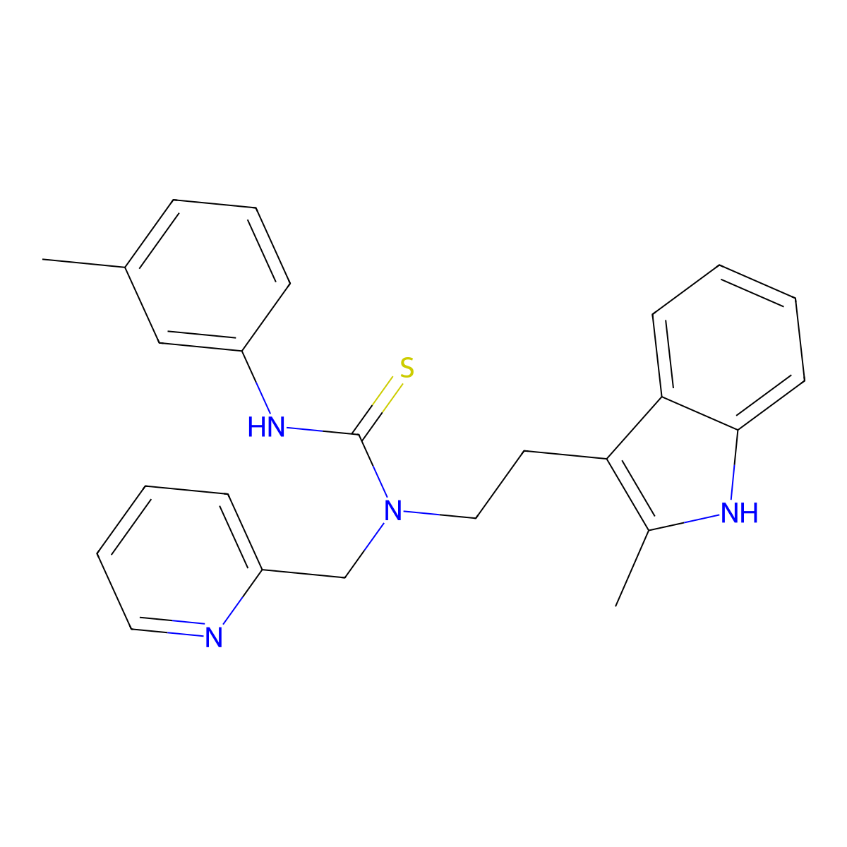 1-(2-(2-methyl-1H-indol-3-yl)ethyl)-1-(pyridin-2-ylmethyl)-3-(m-tolyl)thiourea molecular structure, CAS 851971-39-6