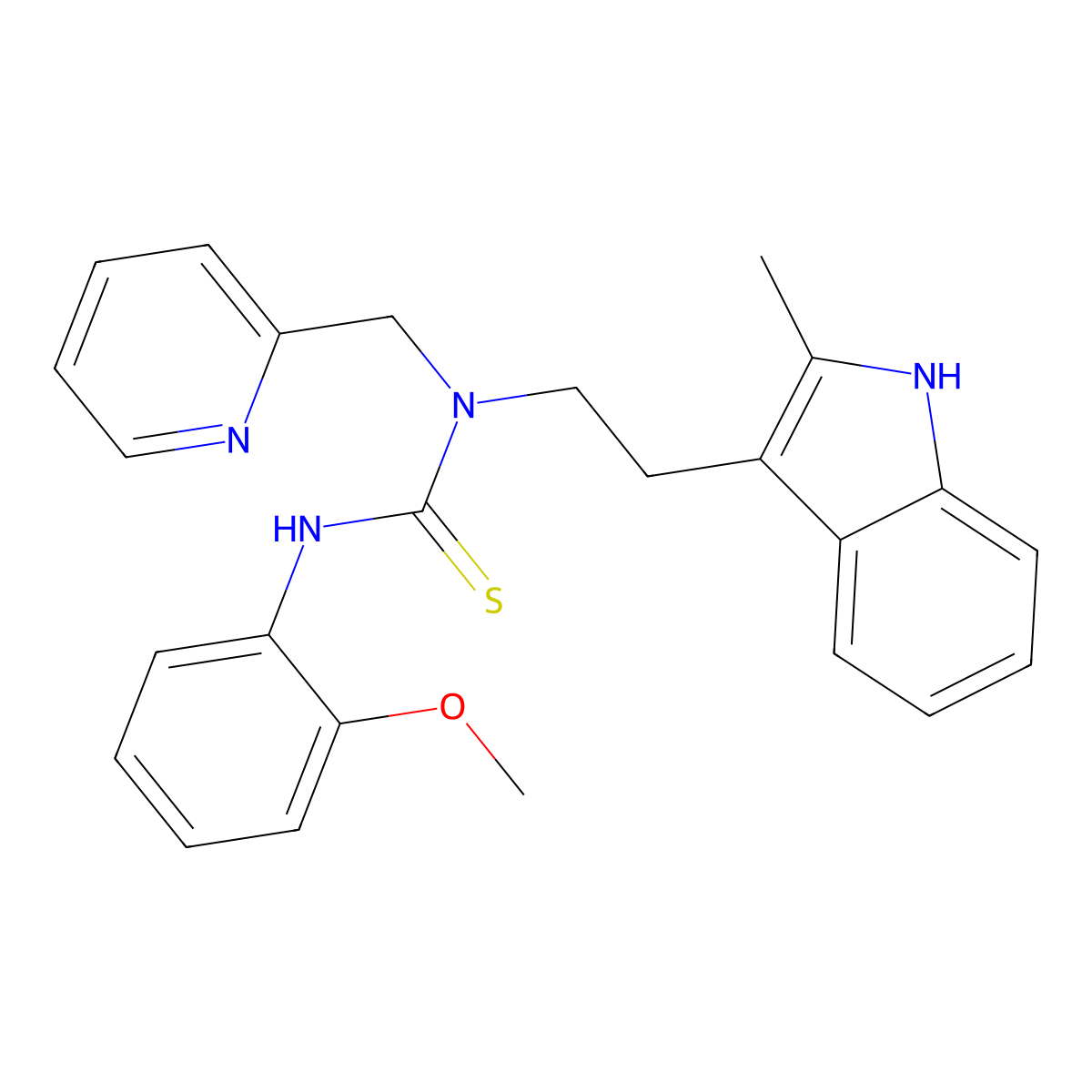 3-(2-methoxyphenyl)-1-(2-(2-methyl-1H-indol-3-yl)ethyl)-1-(pyridin-2-ylmethyl)thiourea molecular structure, CAS 851971-44-3