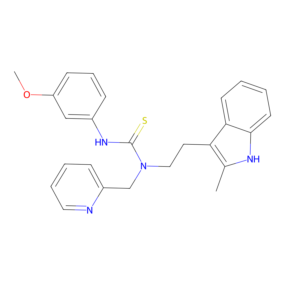 3-(3-methoxyphenyl)-1-(2-(2-methyl-1H-indol-3-yl)ethyl)-1-(pyridin-2-ylmethyl)thiourea molecular structure, CAS 851971-45-4