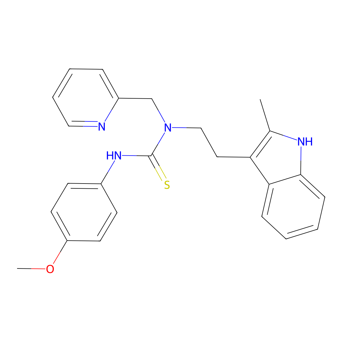 3-(4-methoxyphenyl)-1-(2-(2-methyl-1H-indol-3-yl)ethyl)-1-(pyridin-2-ylmethyl)thiourea molecular structure, CAS 851971-46-5