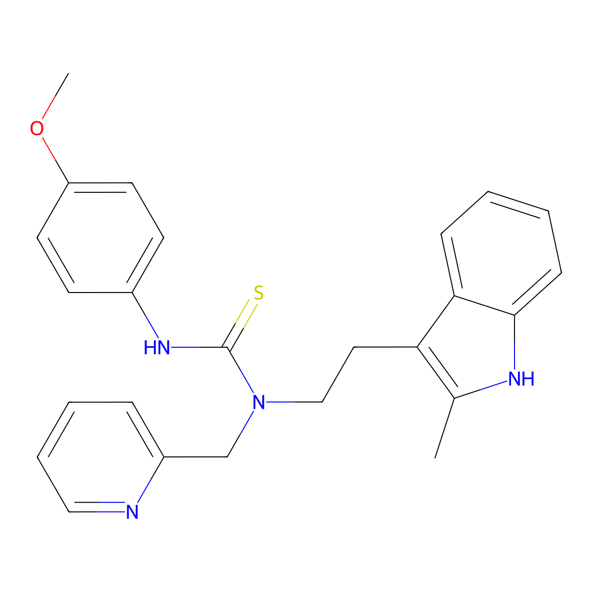 3-(4-methoxyphenyl)-1-(2-(2-methyl-1H-indol-3-yl)ethyl)-1-(pyridin-2-ylmethyl)thiourea molecular structure, CAS 851971-46-5