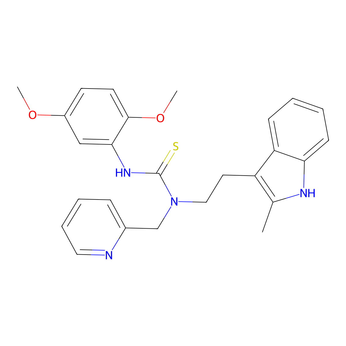 3-(2,5-dimethoxyphenyl)-1-[2-(2-methyl-1H-indol-3-yl)ethyl]-1-(pyridin-2-ylmethyl)thiourea molecular structure, CAS 851971-47-6