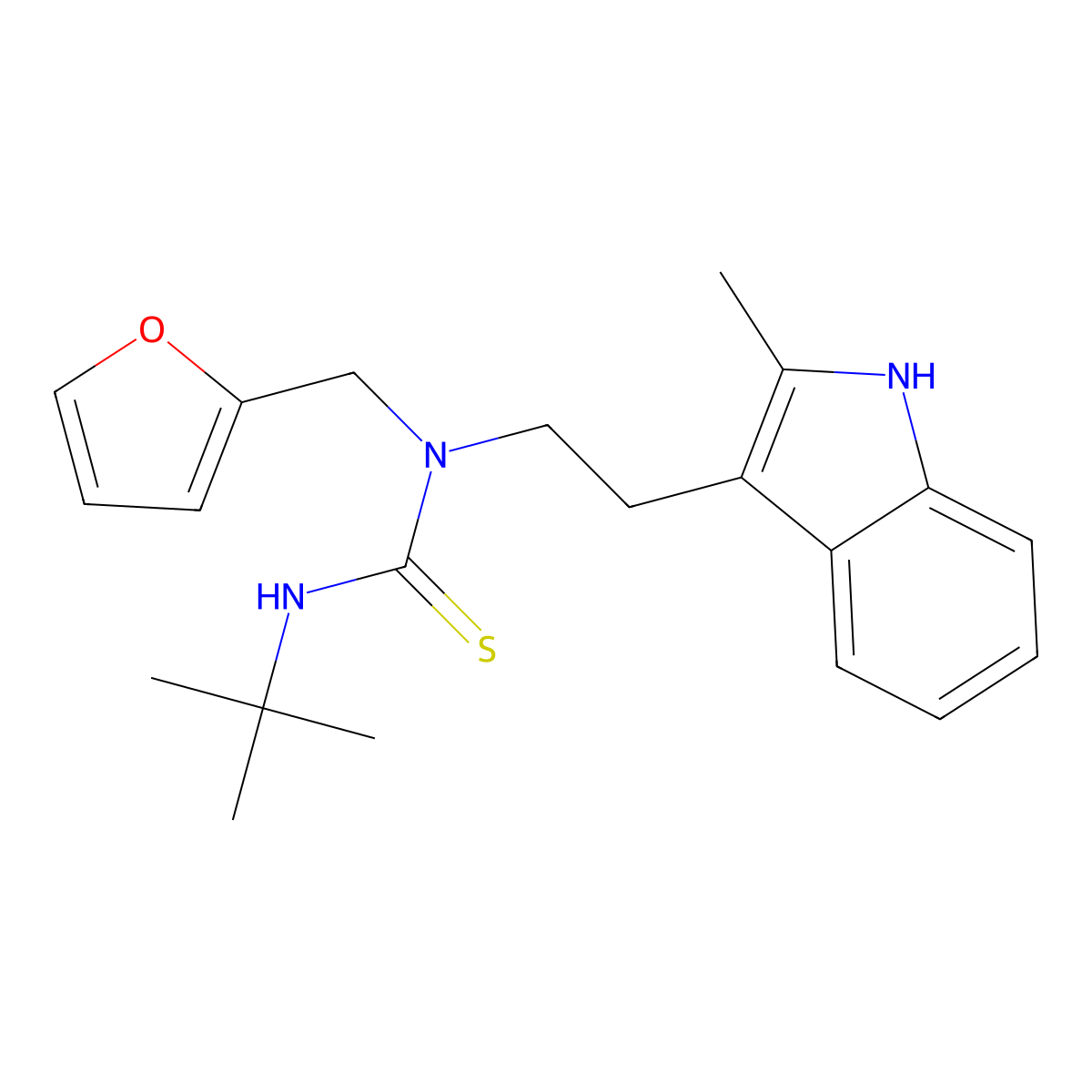 3-(tert-butyl)-1-(furan-2-ylmethyl)-1-(2-(2-methyl-1H-indol-3-yl)ethyl)thiourea molecular structure, CAS 851971-55-6