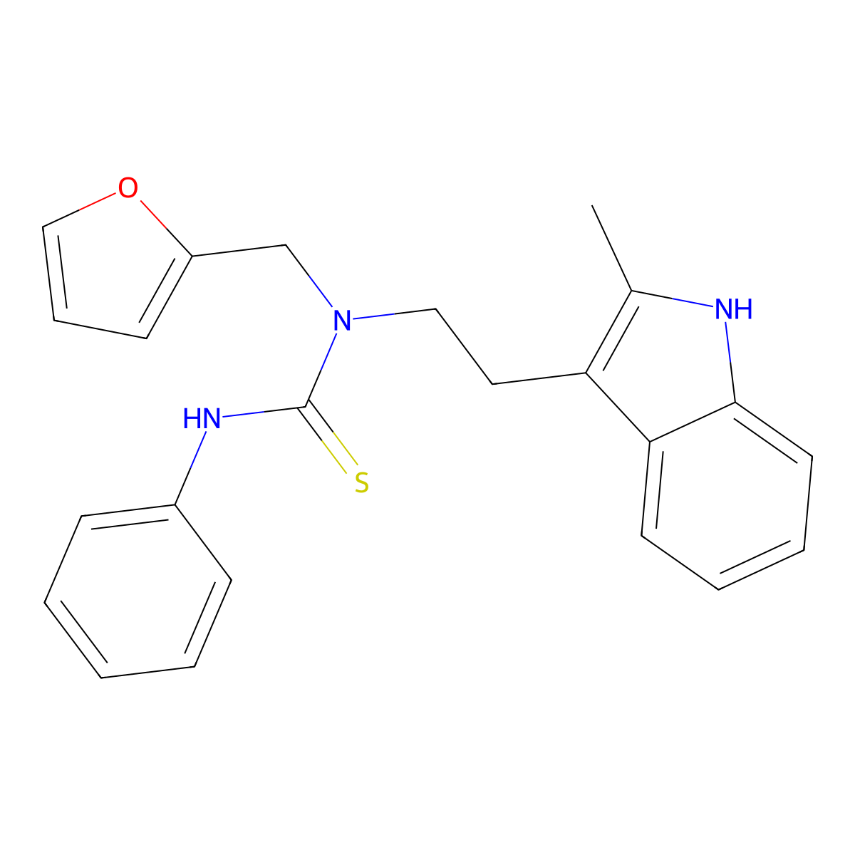 1-(furan-2-ylmethyl)-1-(2-(2-methyl-1H-indol-3-yl)ethyl)-3-phenylthiourea molecular structure, CAS 851971-60-3