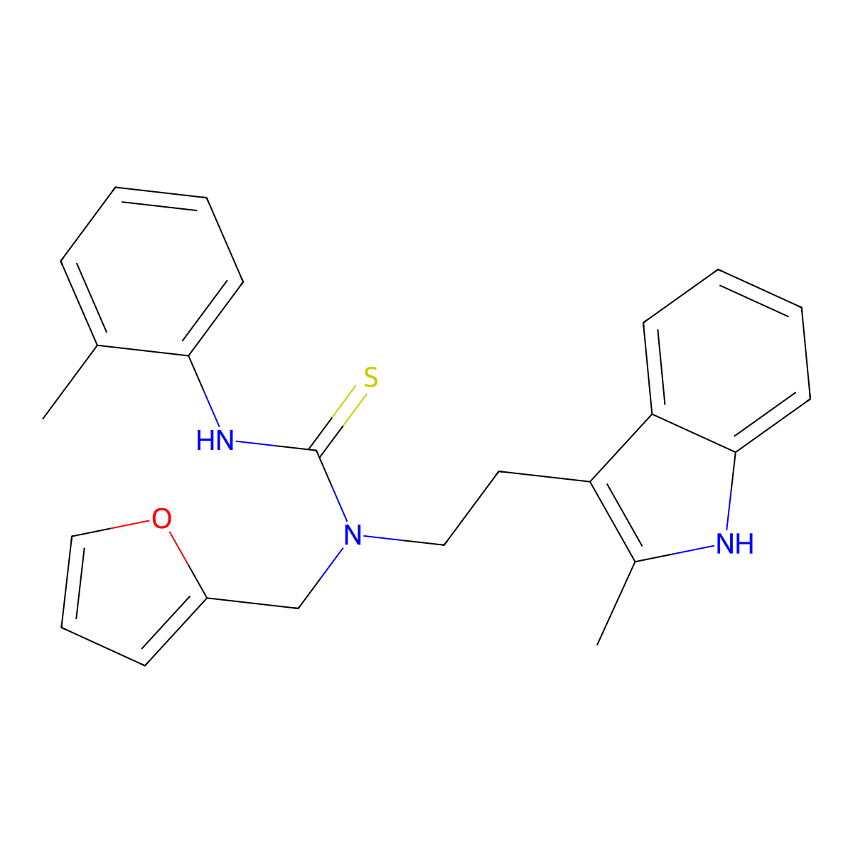 1-(furan-2-ylmethyl)-1-(2-(2-methyl-1H-indol-3-yl)ethyl)-3-(o-tolyl)thiourea molecular structure, CAS 851971-61-4