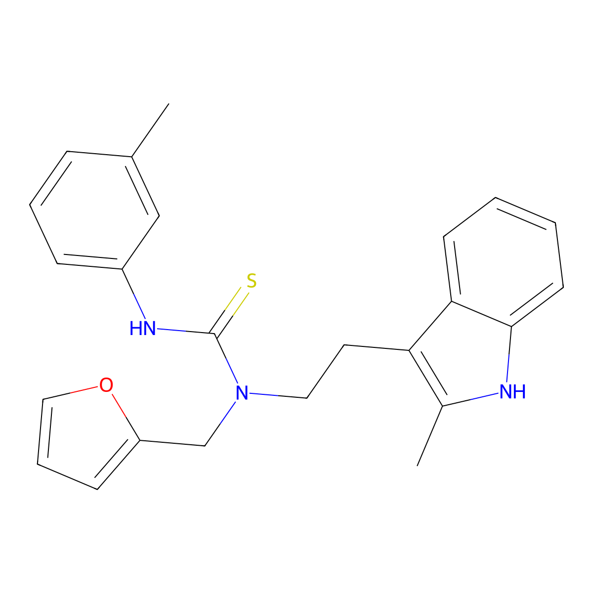 1-(furan-2-ylmethyl)-1-(2-(2-methyl-1H-indol-3-yl)ethyl)-3-(m-tolyl)thiourea molecular structure, CAS 851971-62-5