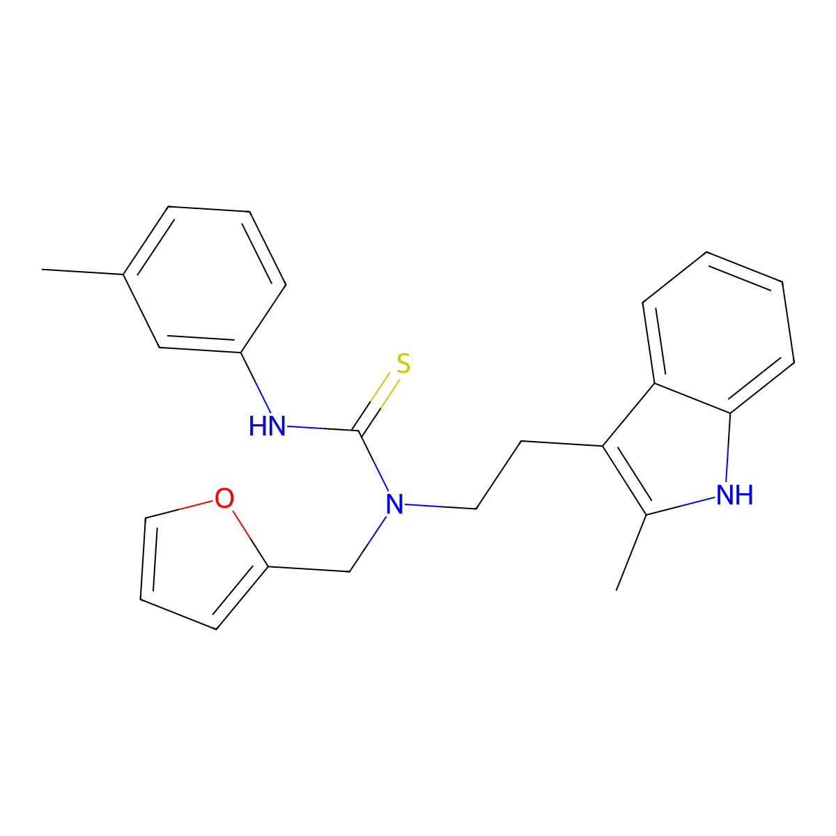 1-(furan-2-ylmethyl)-1-(2-(2-methyl-1H-indol-3-yl)ethyl)-3-(m-tolyl)thiourea molecular structure, CAS 851971-62-5