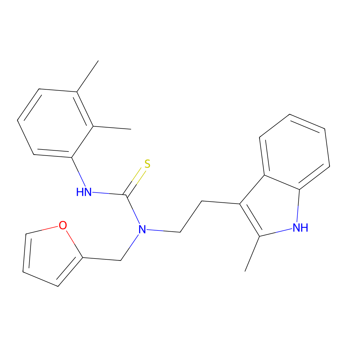 3-(2,3-dimethylphenyl)-1-(furan-2-ylmethyl)-1-(2-(2-methyl-1H-indol-3-yl)ethyl)thiourea molecular structure, CAS 851971-63-6