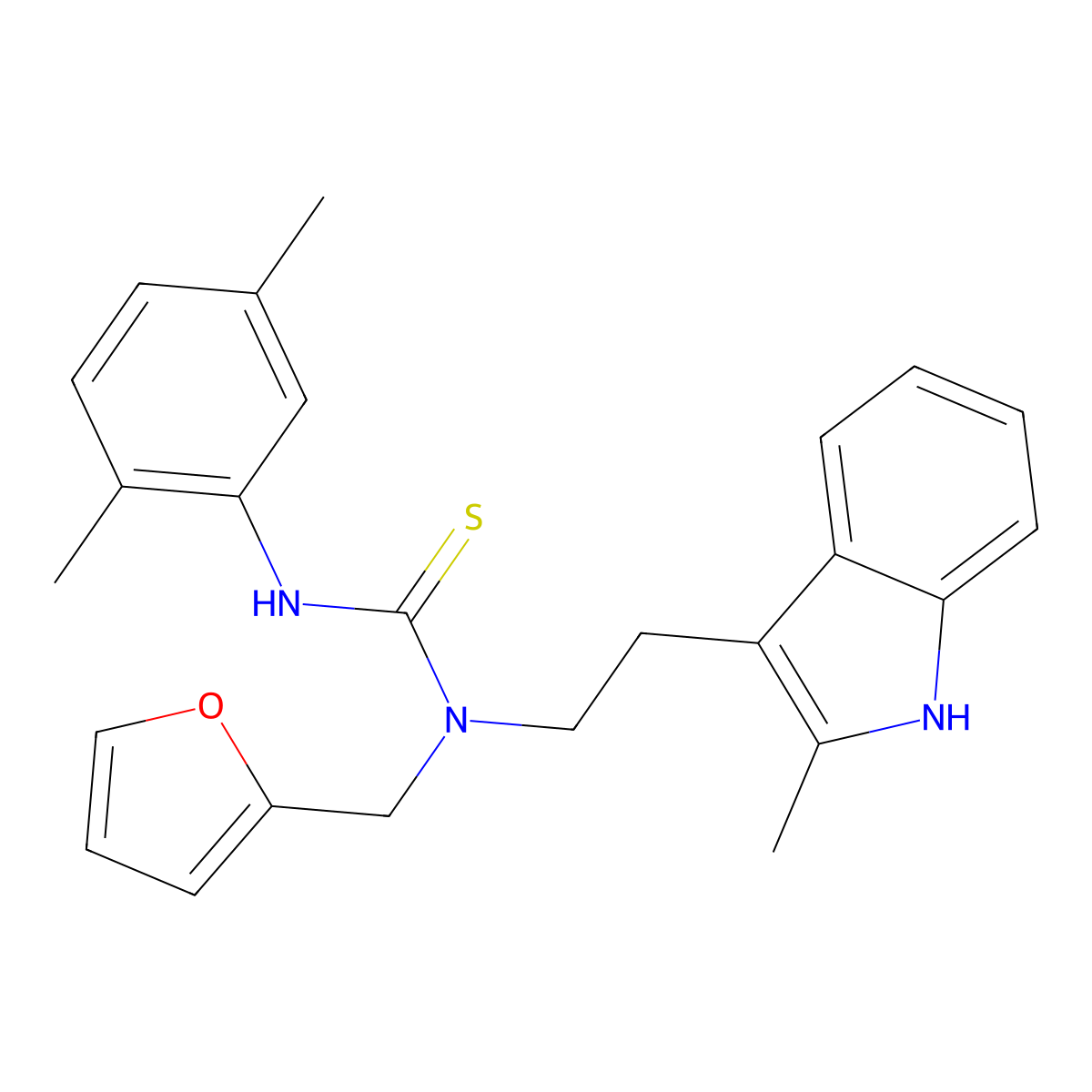 3-(2,5-dimethylphenyl)-1-(furan-2-ylmethyl)-1-(2-(2-methyl-1H-indol-3-yl)ethyl)thiourea molecular structure, CAS 851971-64-7