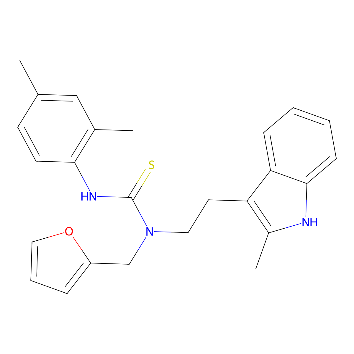 3-(2,4-dimethylphenyl)-1-(furan-2-ylmethyl)-1-(2-(2-methyl-1H-indol-3-yl)ethyl)thiourea molecular structure, CAS 851971-65-8