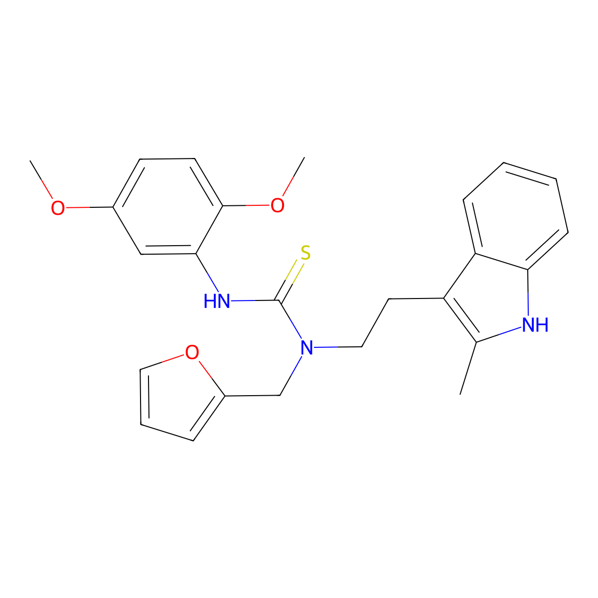 3-(2,5-dimethoxyphenyl)-1-(furan-2-ylmethyl)-1-(2-(2-methyl-1H-indol-3-yl)ethyl)thiourea molecular structure, CAS 851971-70-5