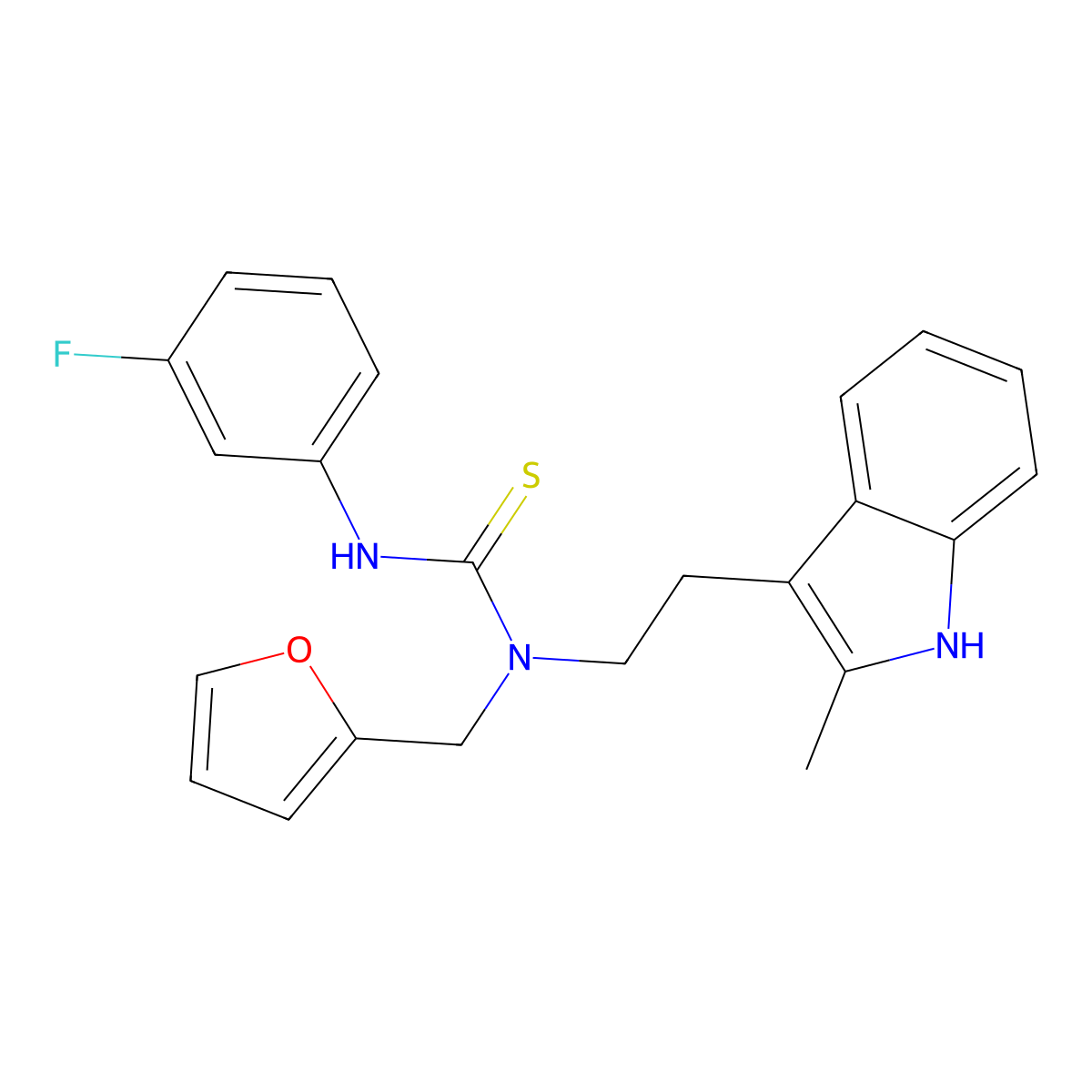 3-(3-fluorophenyl)-1-(furan-2-ylmethyl)-1-(2-(2-methyl-1H-indol-3-yl)ethyl)thiourea molecular structure, CAS 851971-72-7