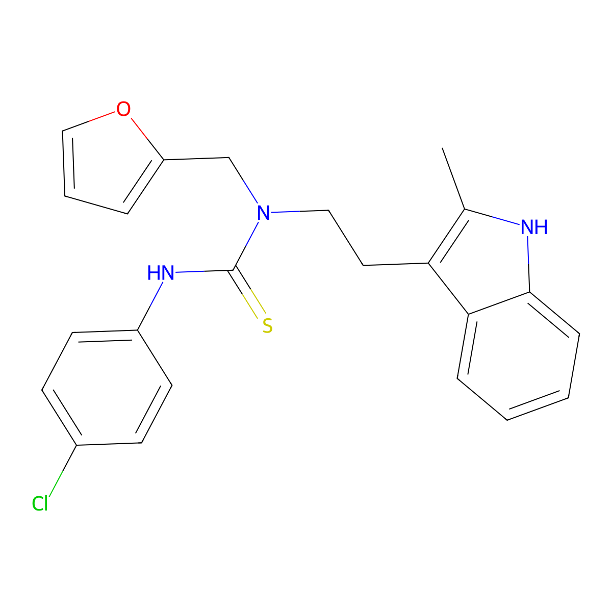 3-(4-chlorophenyl)-1-(furan-2-ylmethyl)-1-(2-(2-methyl-1H-indol-3-yl)ethyl)thiourea molecular structure, CAS 851971-75-0