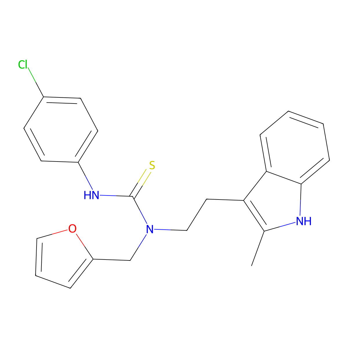 3-(4-chlorophenyl)-1-(furan-2-ylmethyl)-1-(2-(2-methyl-1H-indol-3-yl)ethyl)thiourea molecular structure, CAS 851971-75-0