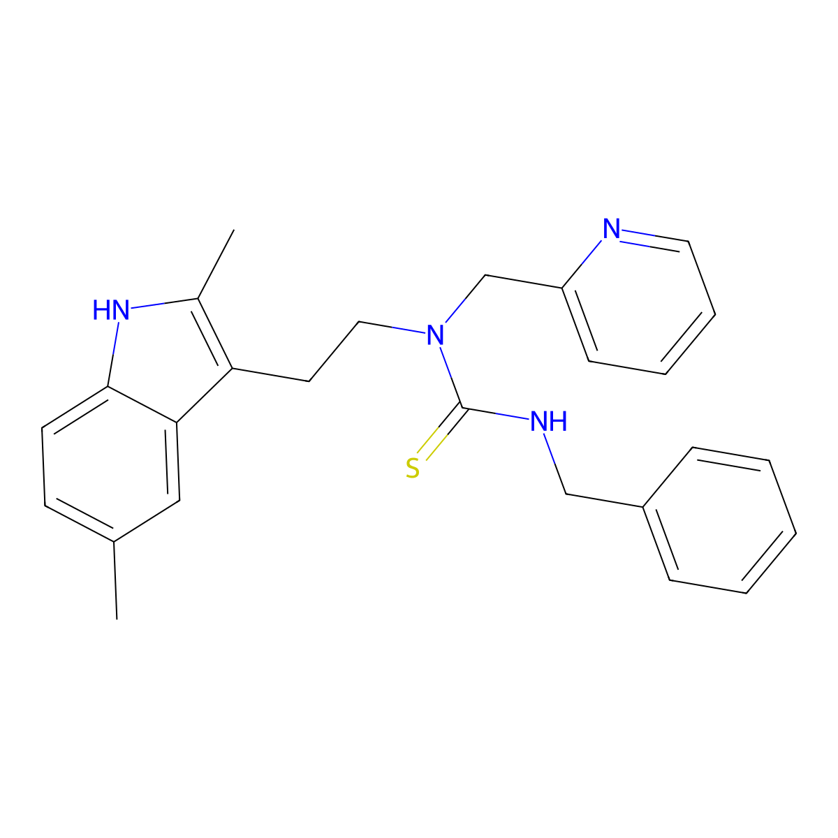 3-benzyl-1-[2-(2,5-dimethyl-1H-indol-3-yl)ethyl]-1-(pyridin-2-ylmethyl)thiourea molecular structure, CAS 851971-81-8