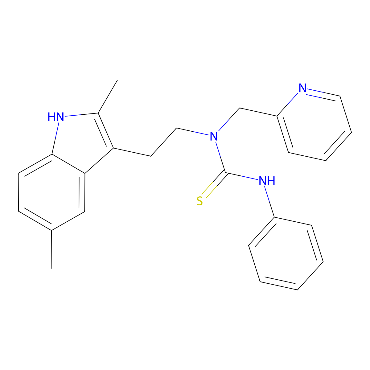 1-(2-(2,5-dimethyl-1H-indol-3-yl)ethyl)-3-phenyl-1-(pyridin-2-ylmethyl)thiourea molecular structure, CAS 851971-83-0