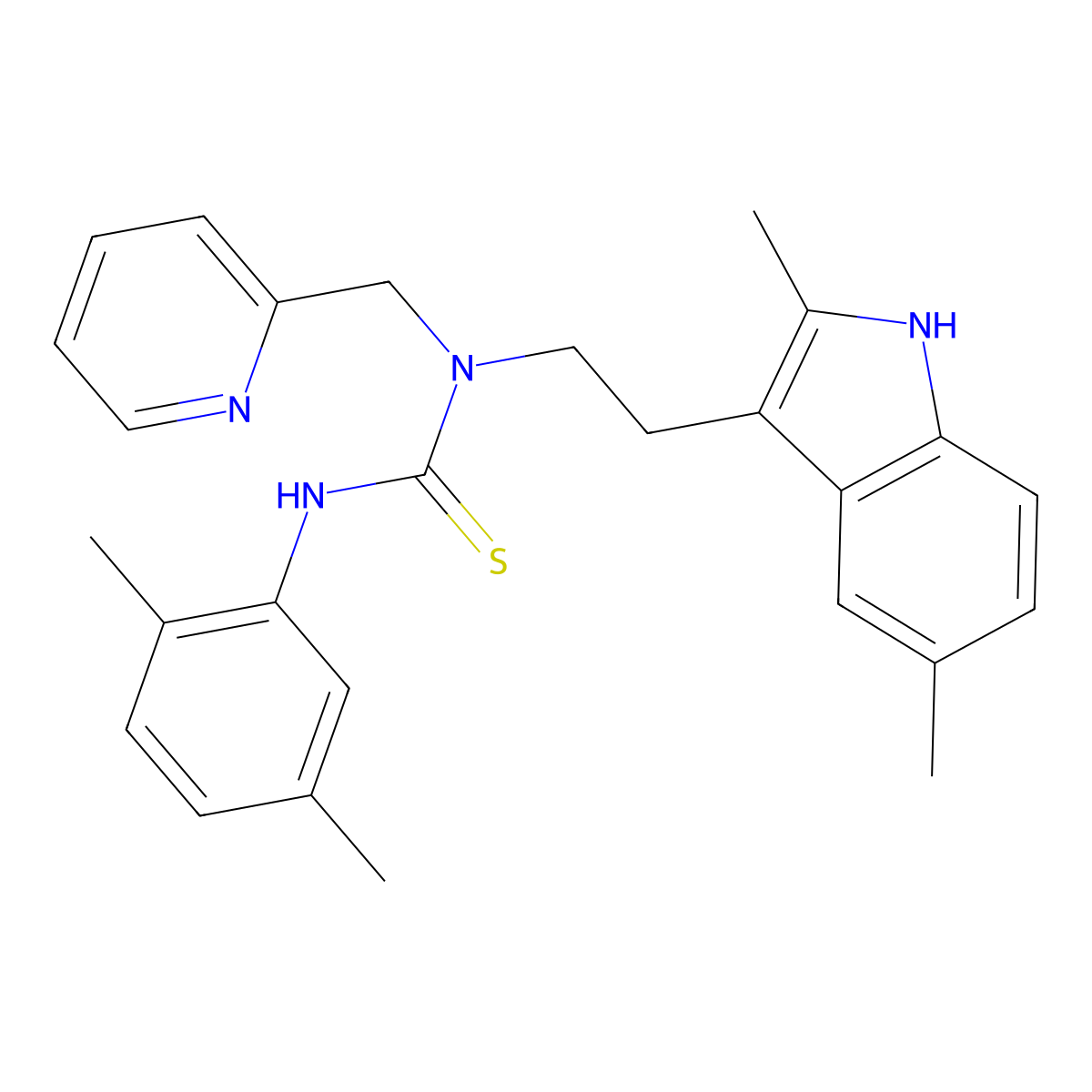 1-(2-(2,5-dimethyl-1H-indol-3-yl)ethyl)-3-(2,5-dimethylphenyl)-1-(pyridin-2-ylmethyl)thiourea molecular structure, CAS 851971-87-4