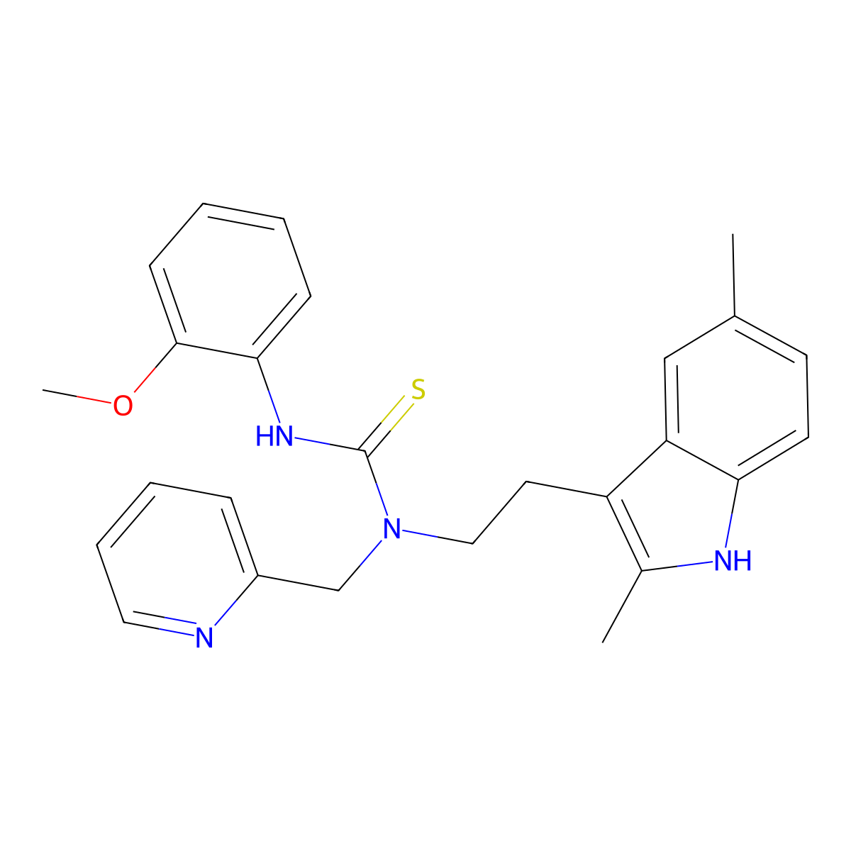 1-(2-(2,5-dimethyl-1H-indol-3-yl)ethyl)-3-(2-methoxyphenyl)-1-(pyridin-2-ylmethyl)thiourea molecular structure, CAS 851971-90-9