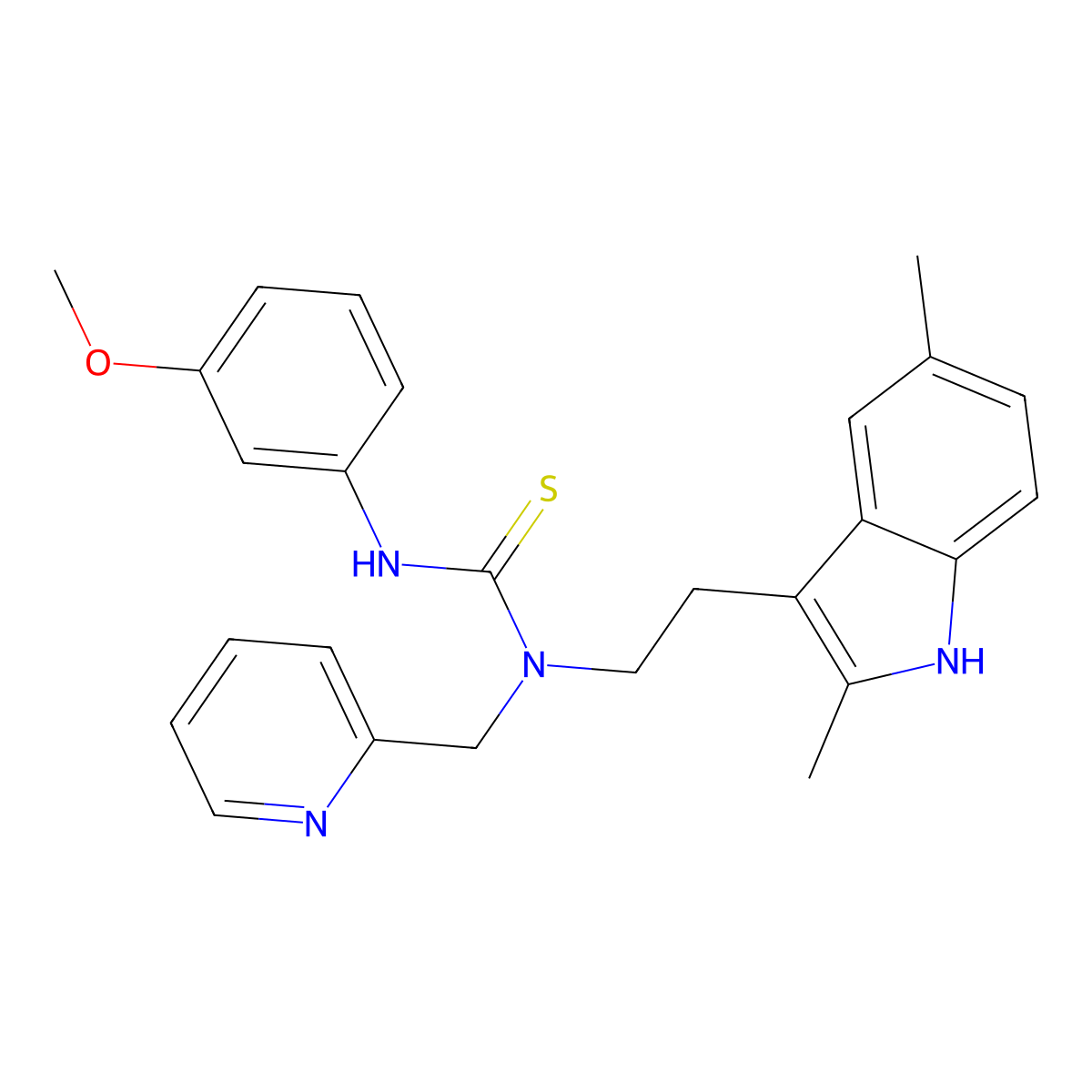 1-[2-(2,5-dimethyl-1H-indol-3-yl)ethyl]-3-(3-methoxyphenyl)-1-(pyridin-2-ylmethyl)thiourea molecular structure, CAS 851971-91-0
