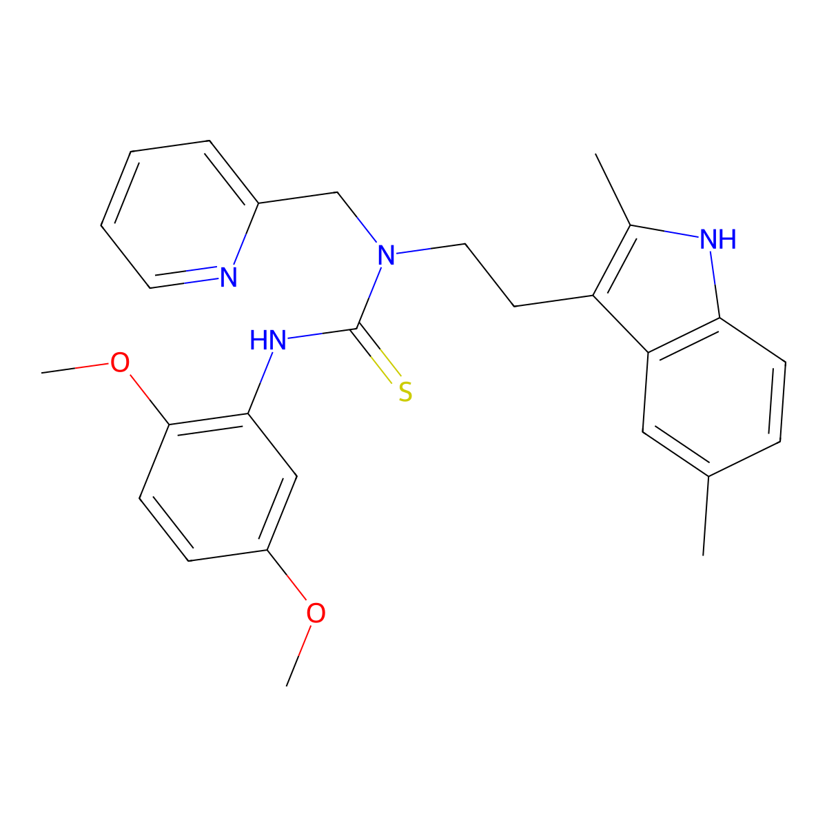3-(2,5-dimethoxyphenyl)-1-(2-(2,5-dimethyl-1H-indol-3-yl)ethyl)-1-(pyridin-2-ylmethyl)thiourea molecular structure, CAS 851971-93-2