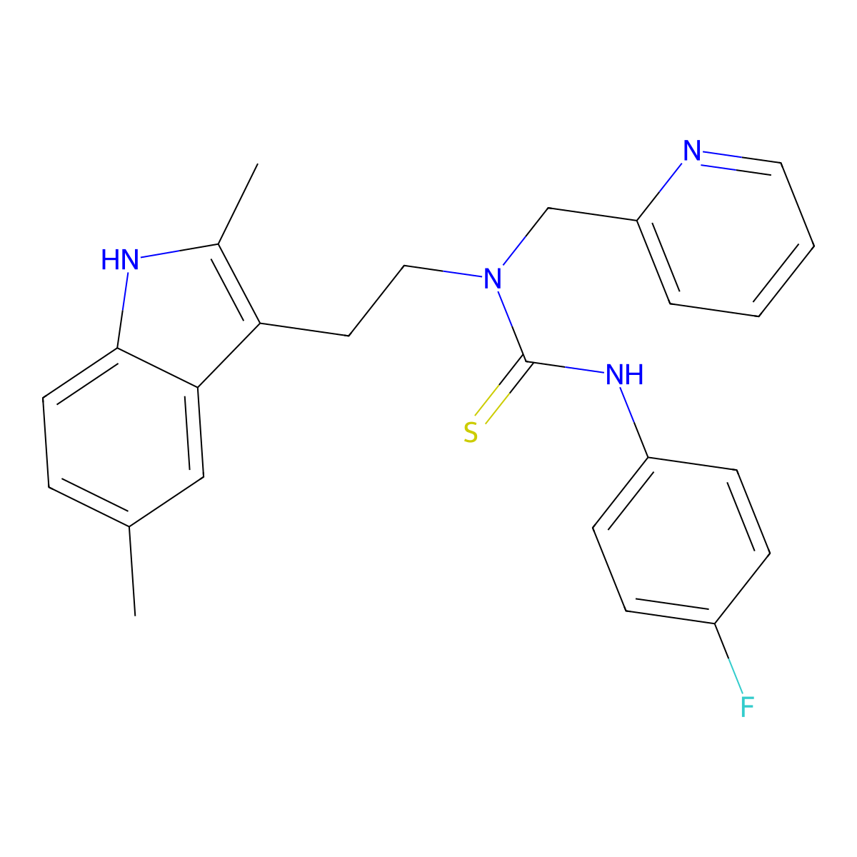 1-(2-(2,5-dimethyl-1H-indol-3-yl)ethyl)-3-(4-fluorophenyl)-1-(pyridin-2-ylmethyl)thiourea molecular structure, CAS 851971-96-5