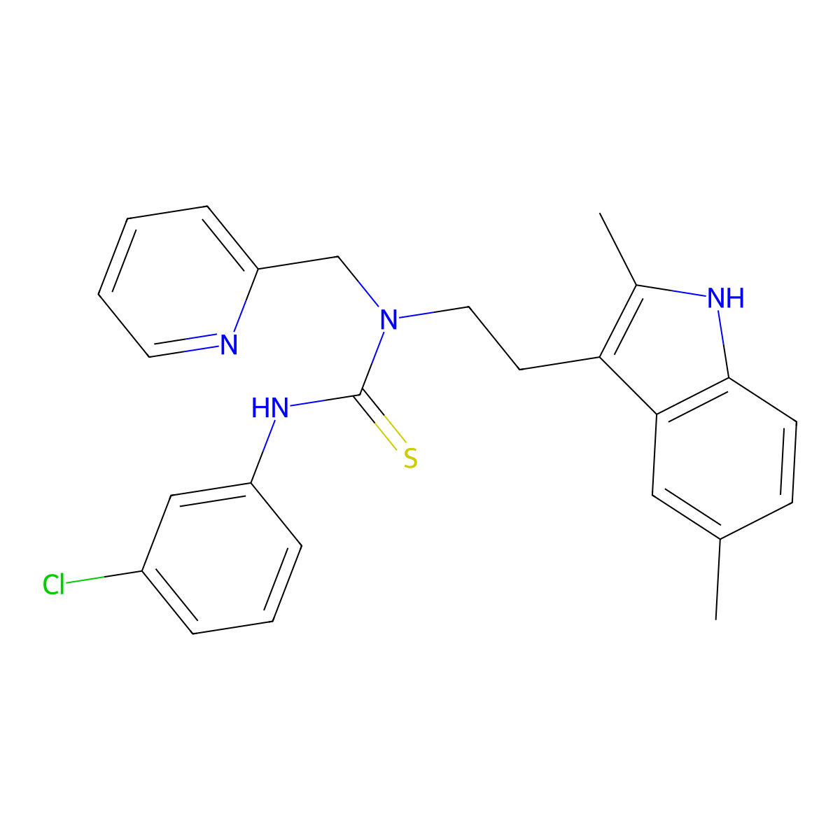 3-(3-chlorophenyl)-1-[2-(2,5-dimethyl-1H-indol-3-yl)ethyl]-1-(pyridin-2-ylmethyl)thiourea molecular structure, CAS 851971-97-6
