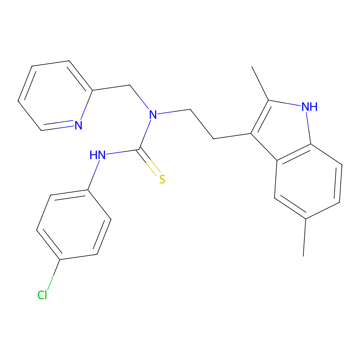 3-(4-chlorophenyl)-1-(2-(2,5-dimethyl-1H-indol-3-yl)ethyl)-1-(pyridin-2-ylmethyl)thiourea molecular structure, CAS 851971-98-7