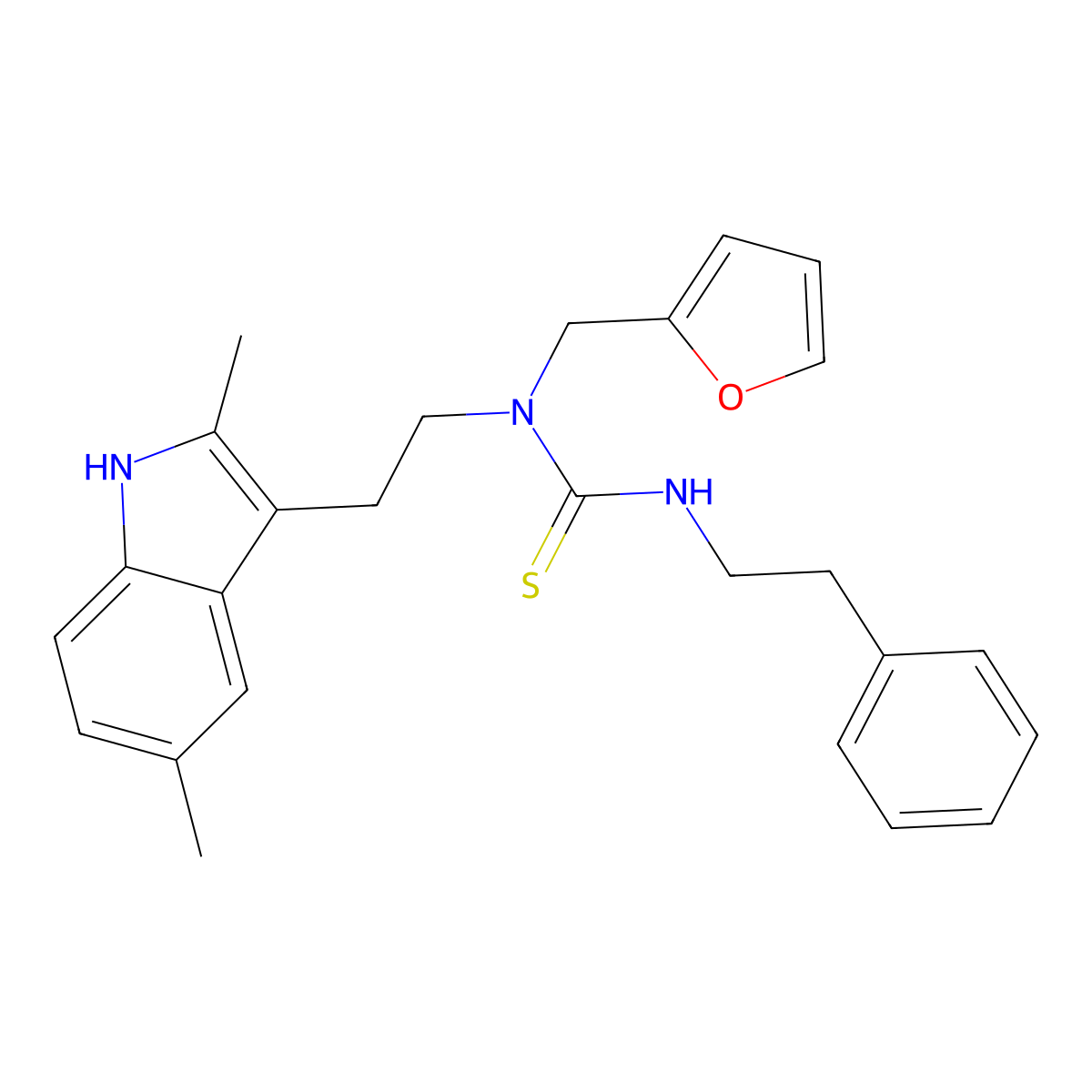 1-(2-(2,5-dimethyl-1H-indol-3-yl)ethyl)-1-(furan-2-ylmethyl)-3-phenethylthiourea molecular structure, CAS 851972-05-9