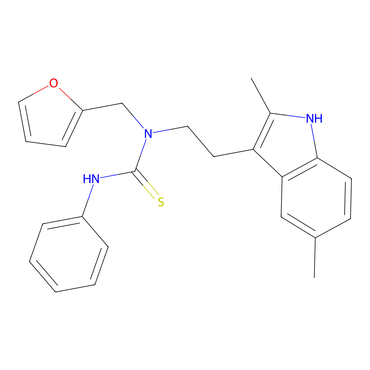 1-(2-(2,5-dimethyl-1H-indol-3-yl)ethyl)-1-(furan-2-ylmethyl)-3-phenylthiourea molecular structure, CAS 851972-06-0