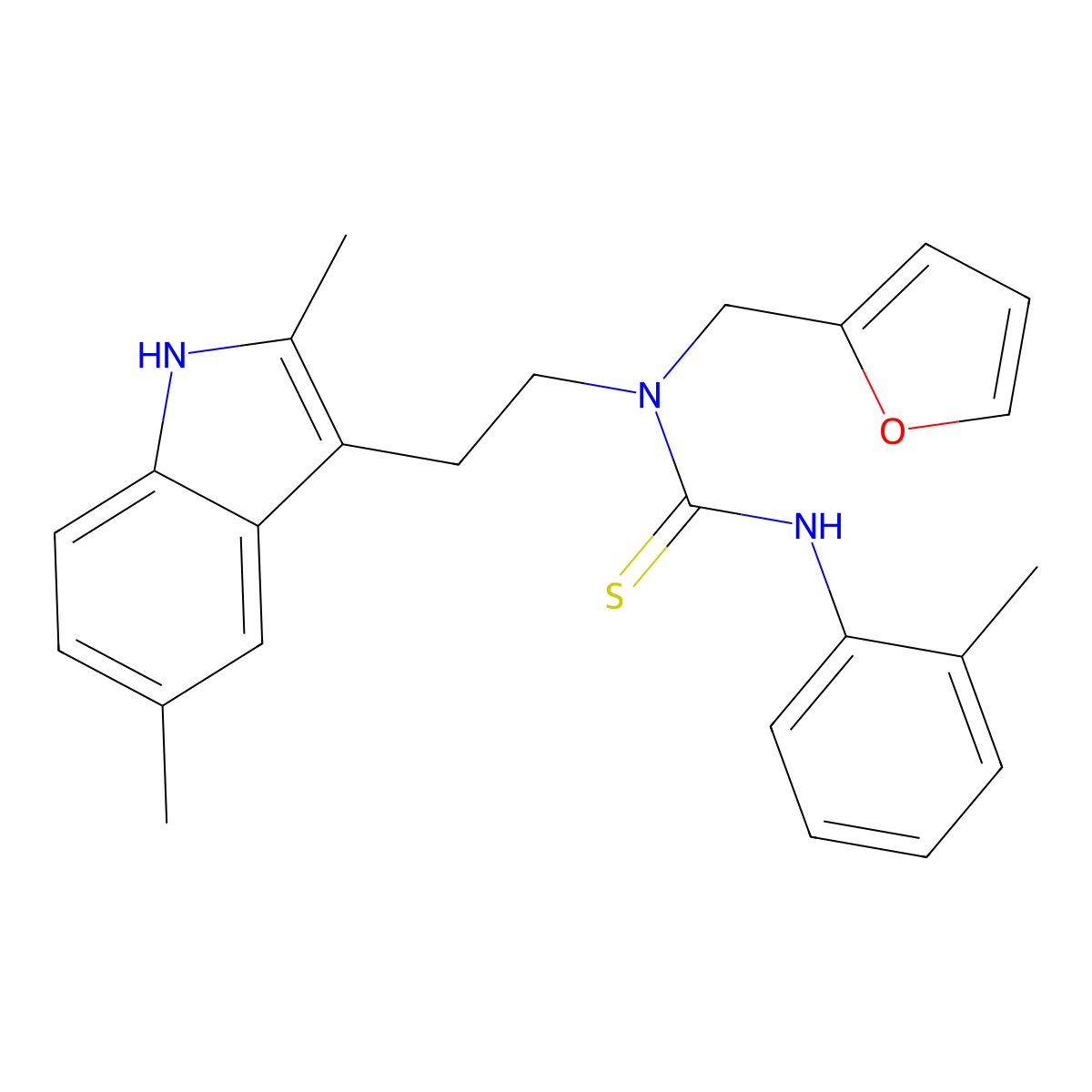 1-(2-(2,5-dimethyl-1H-indol-3-yl)ethyl)-1-(furan-2-ylmethyl)-3-(o-tolyl)thiourea molecular structure, CAS 851972-07-1