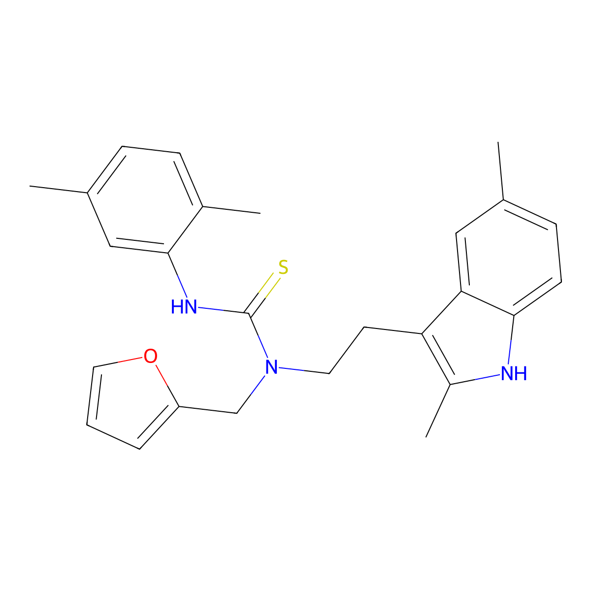 1-(2-(2,5-dimethyl-1H-indol-3-yl)ethyl)-3-(2,5-dimethylphenyl)-1-(furan-2-ylmethyl)thiourea molecular structure, CAS 851972-10-6