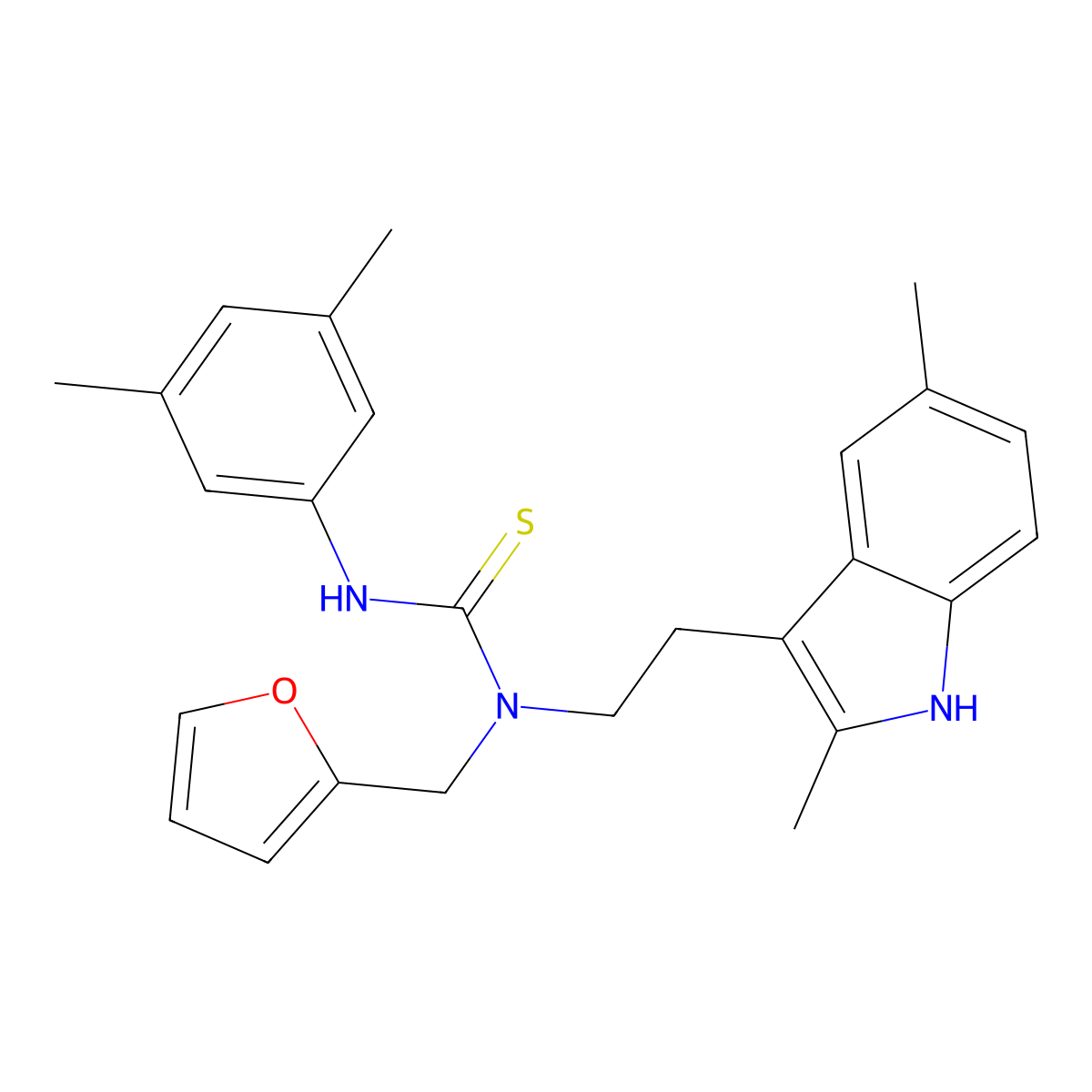 1-(2-(2,5-dimethyl-1H-indol-3-yl)ethyl)-3-(3,5-dimethylphenyl)-1-(furan-2-ylmethyl)thiourea molecular structure, CAS 851972-11-7