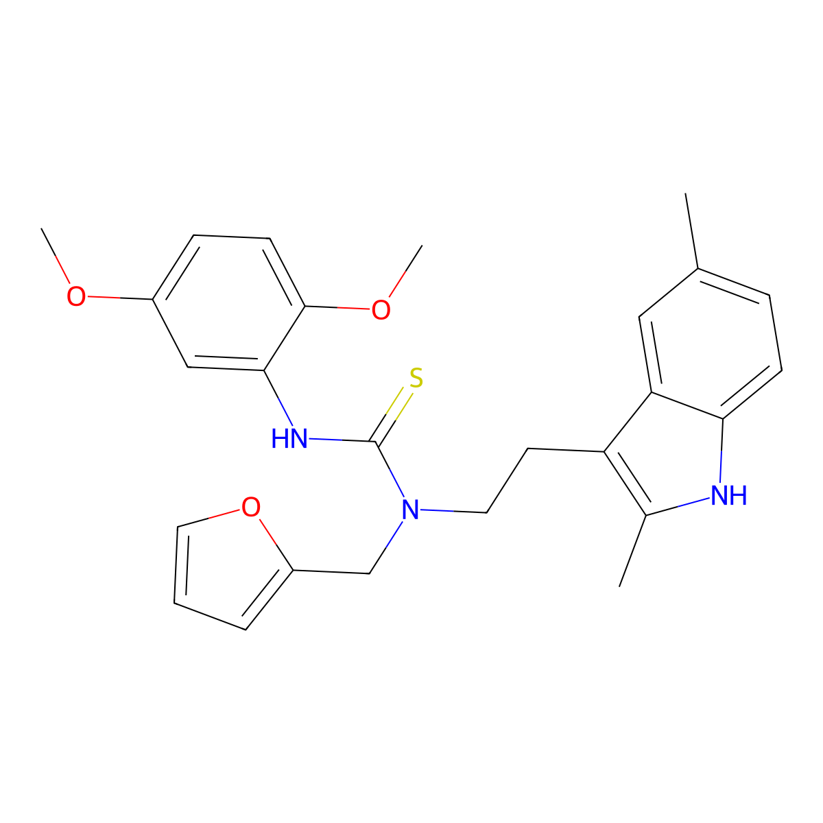 3-(2,5-dimethoxyphenyl)-1-(2-(2,5-dimethyl-1H-indol-3-yl)ethyl)-1-(furan-2-ylmethyl)thiourea molecular structure, CAS 851972-15-1