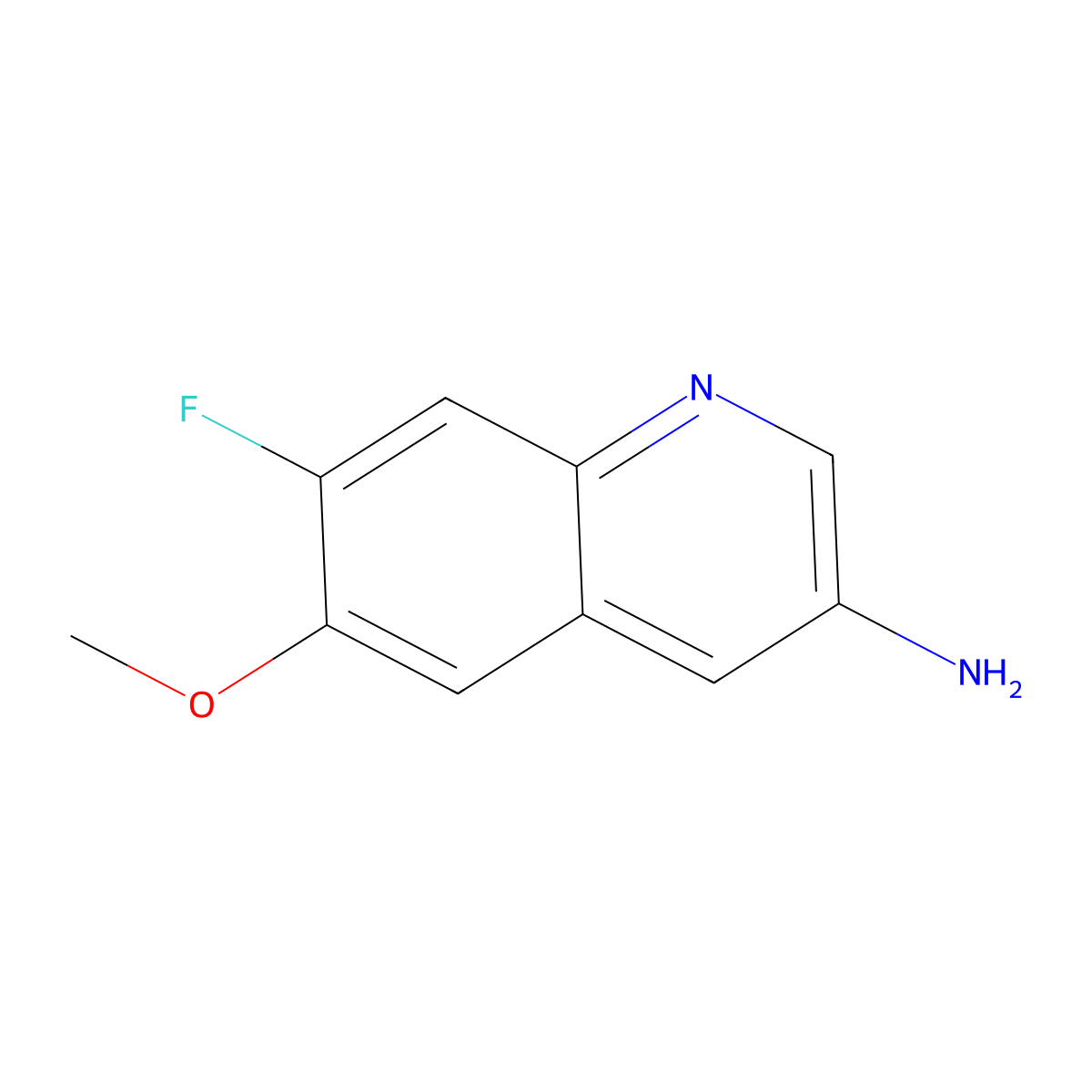 7-Fluoro-6-methoxyquinolin-3-amine molecular structure, CAS 851973-13-2