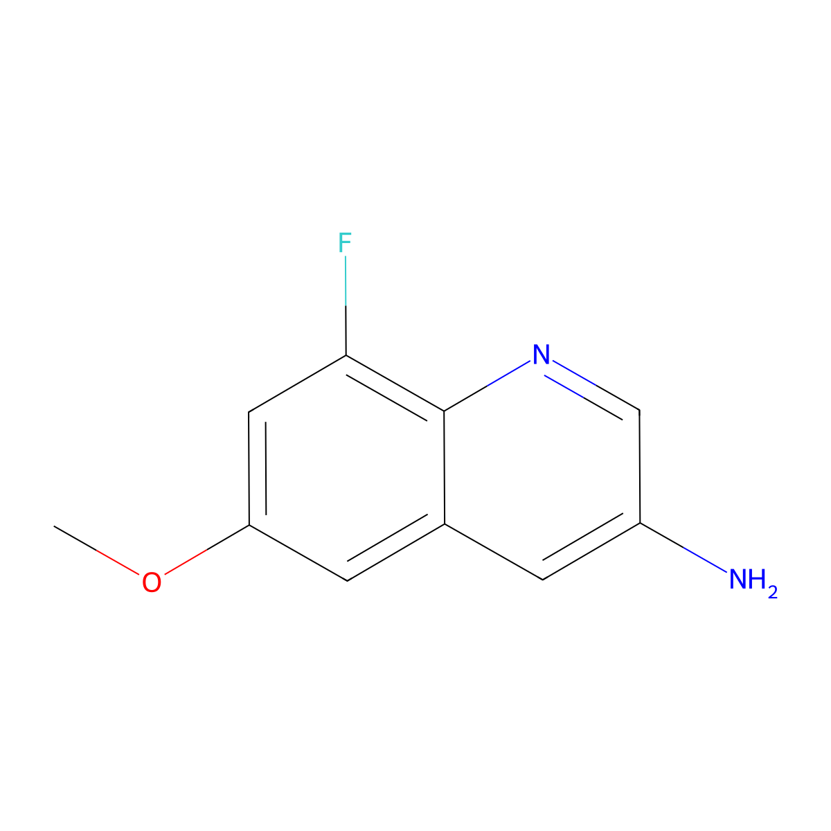8-Fluoro-6-methoxyquinolin-3-amine molecular structure, CAS 851973-19-8