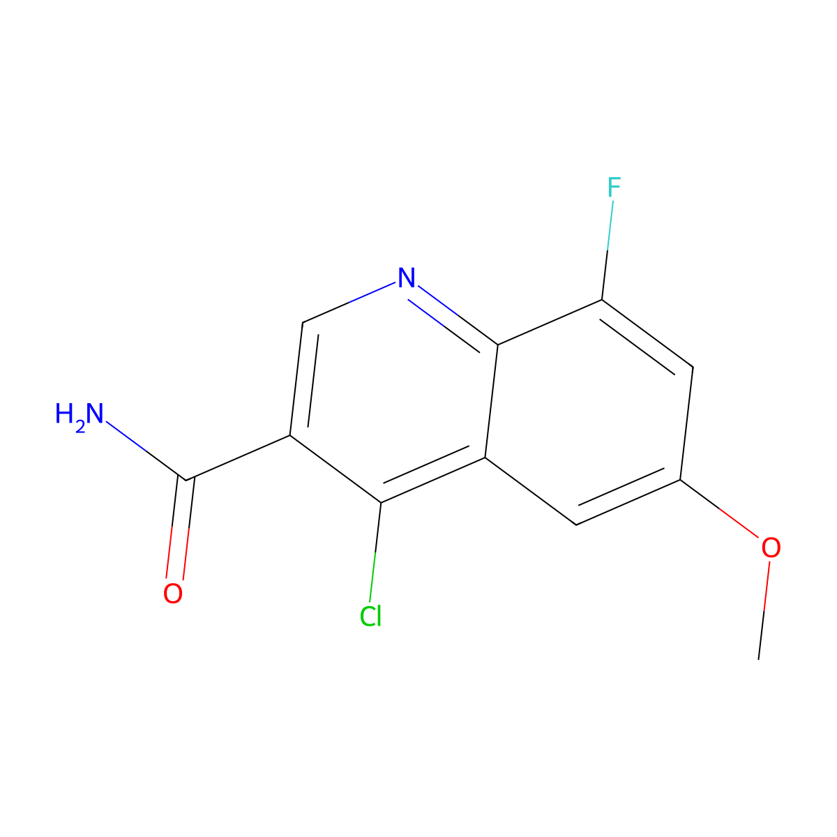 4-Chloro-8-fluoro-6-methoxyquinoline-3-carboxamide molecular structure, CAS 851973-21-2