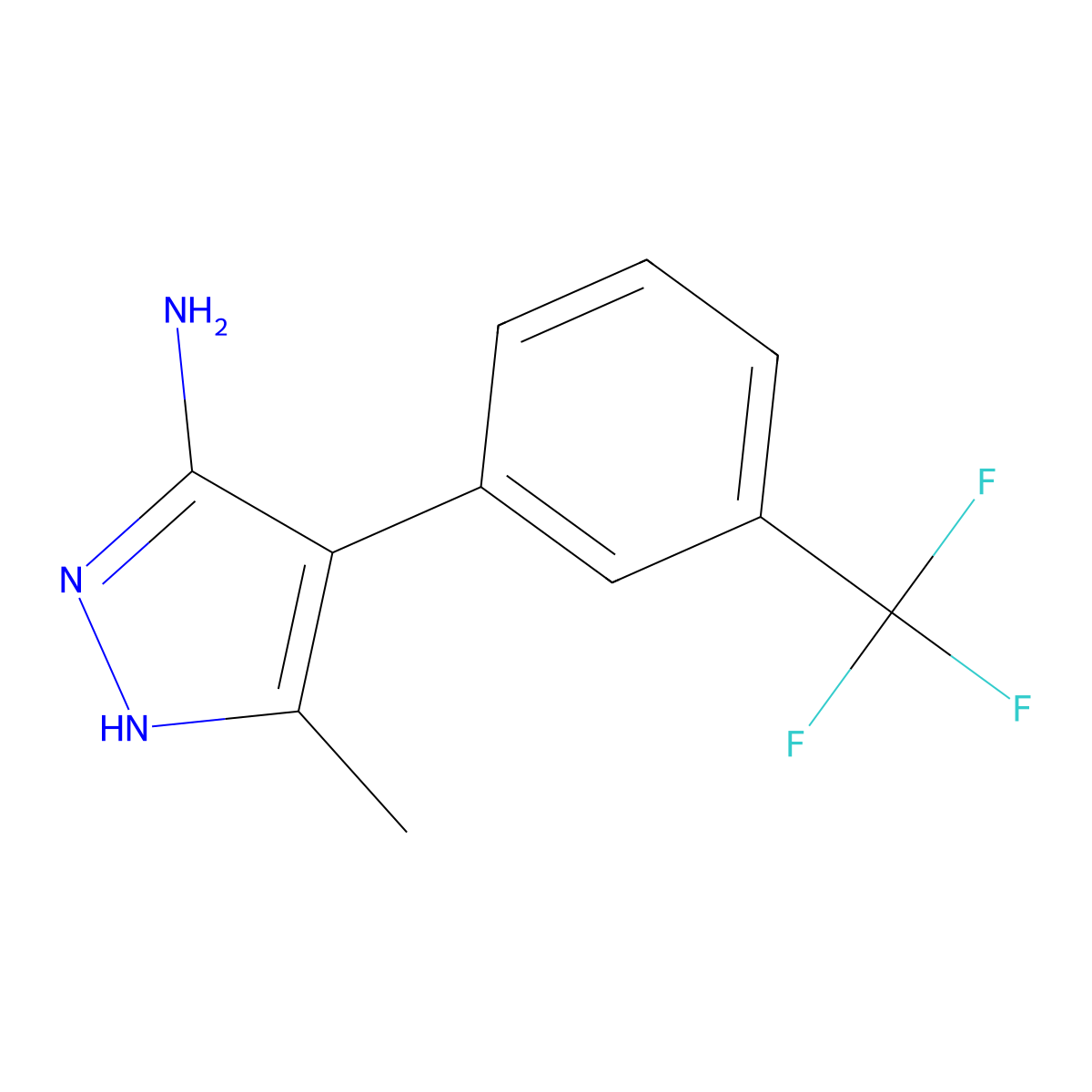 3-Methyl-4-[3-(trifluoromethyl)phenyl]-1H-pyrazol-5-amine molecular structure, CAS 851975-08-1