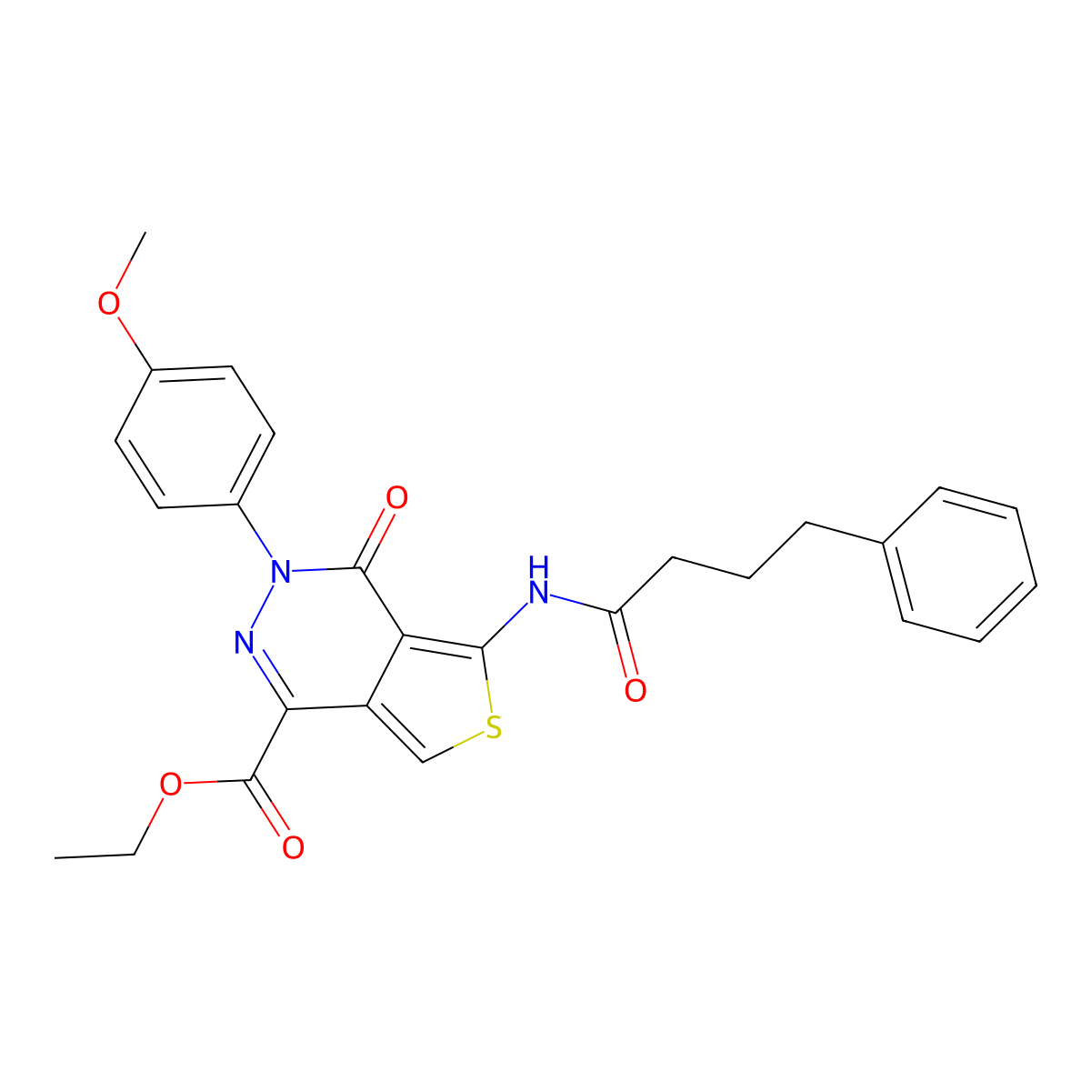 Ethyl 3-(4-methoxyphenyl)-4-oxo-5-(4-phenylbutanamido)-3,4-dihydrothieno[3,4-d]pyridazine-1-carboxylate molecular structure, CAS 851977-66-7