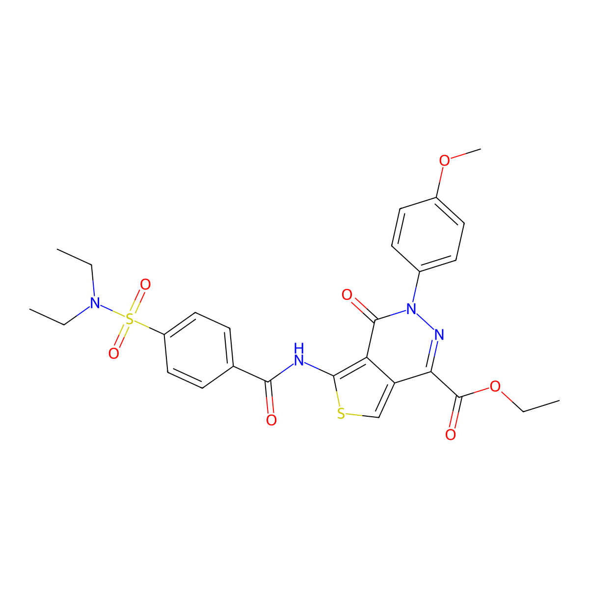 ethyl 5-(4-(N,N-diethylsulfamoyl)benzamido)-3-(4-methoxyphenyl)-4-oxo-3,4-dihydrothieno[3,4-d]pyridazine-1-carboxylate molecular structure, CAS 851977-68-9