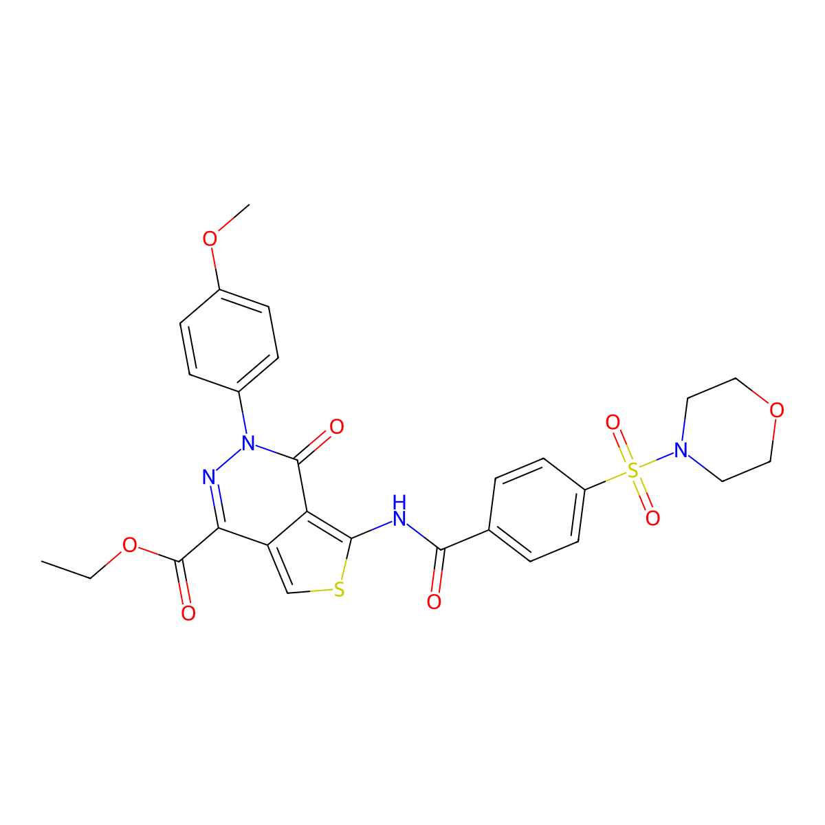 Ethyl 3-(4-methoxyphenyl)-5-(4-(morpholinosulfonyl)benzamido)-4-oxo-3,4-dihydrothieno[3,4-d]pyridazine-1-carboxylate molecular structure, CAS 851977-71-4