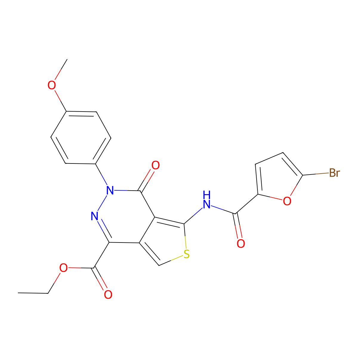Ethyl 5-[(5-bromofuran-2-carbonyl)amino]-3-(4-methoxyphenyl)-4-oxothieno[3,4-d]pyridazine-1-carboxylate molecular structure, CAS 851977-73-6