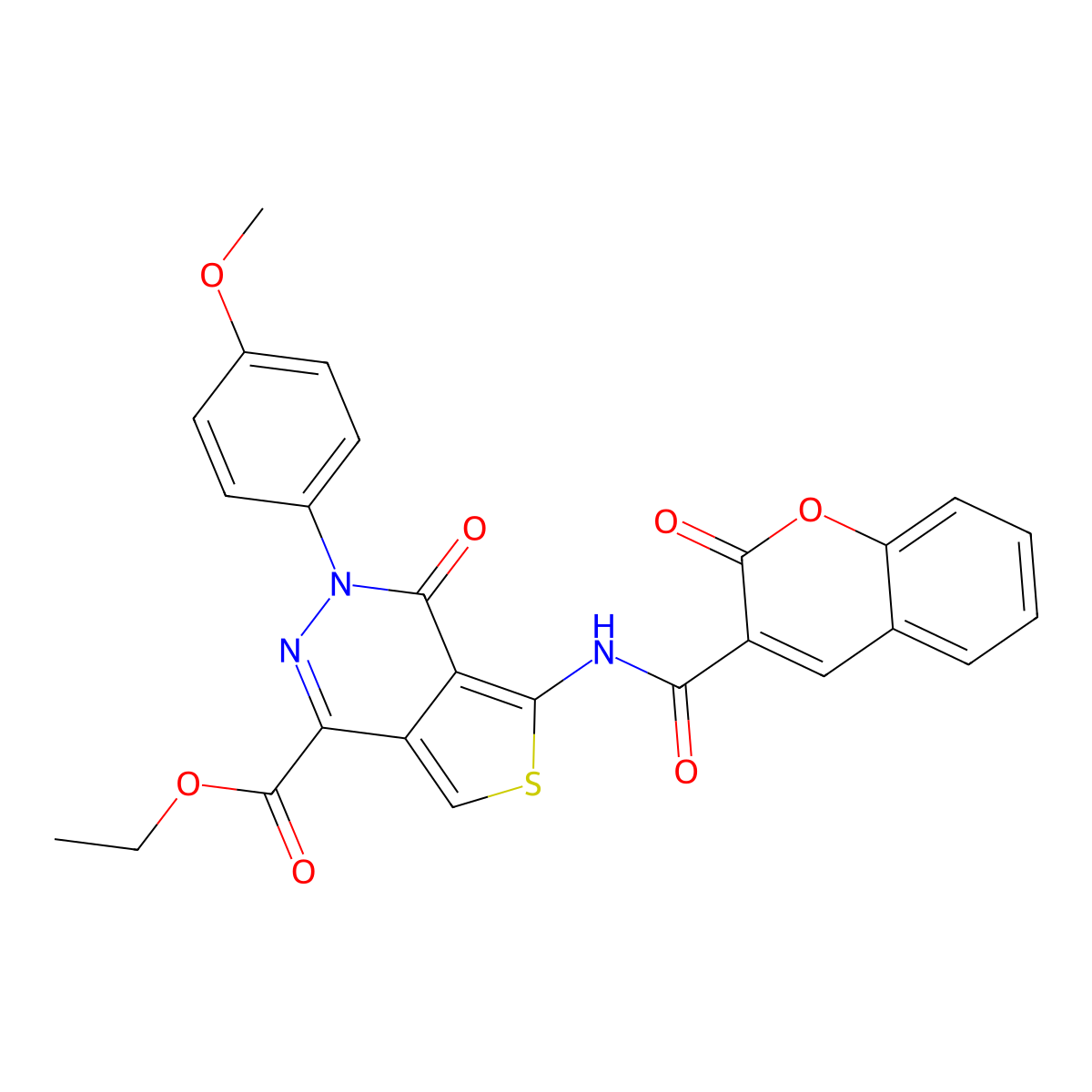 Ethyl 3-(4-methoxyphenyl)-4-oxo-5-[(2-oxochromene-3-carbonyl)amino]thieno[3,4-d]pyridazine-1-carboxylate molecular structure, CAS 851977-75-8