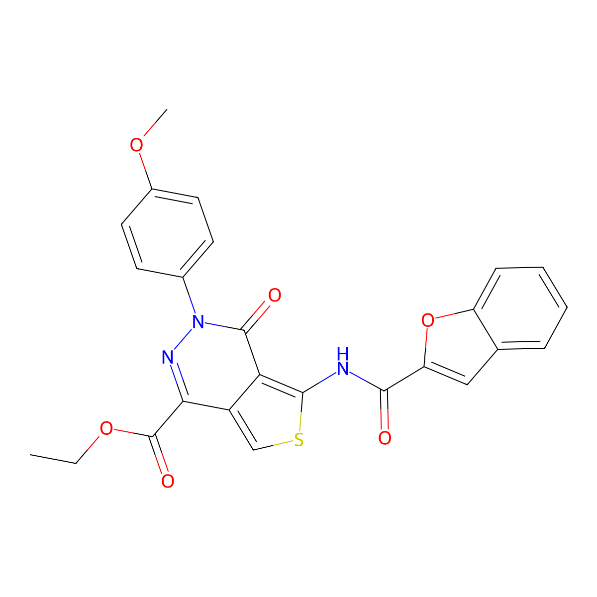 Ethyl 5-(benzofuran-2-carboxamido)-3-(4-methoxyphenyl)-4-oxo-3,4-dihydrothieno[3,4-d]pyridazine-1-carboxylate molecular structure, CAS 851977-77-0
