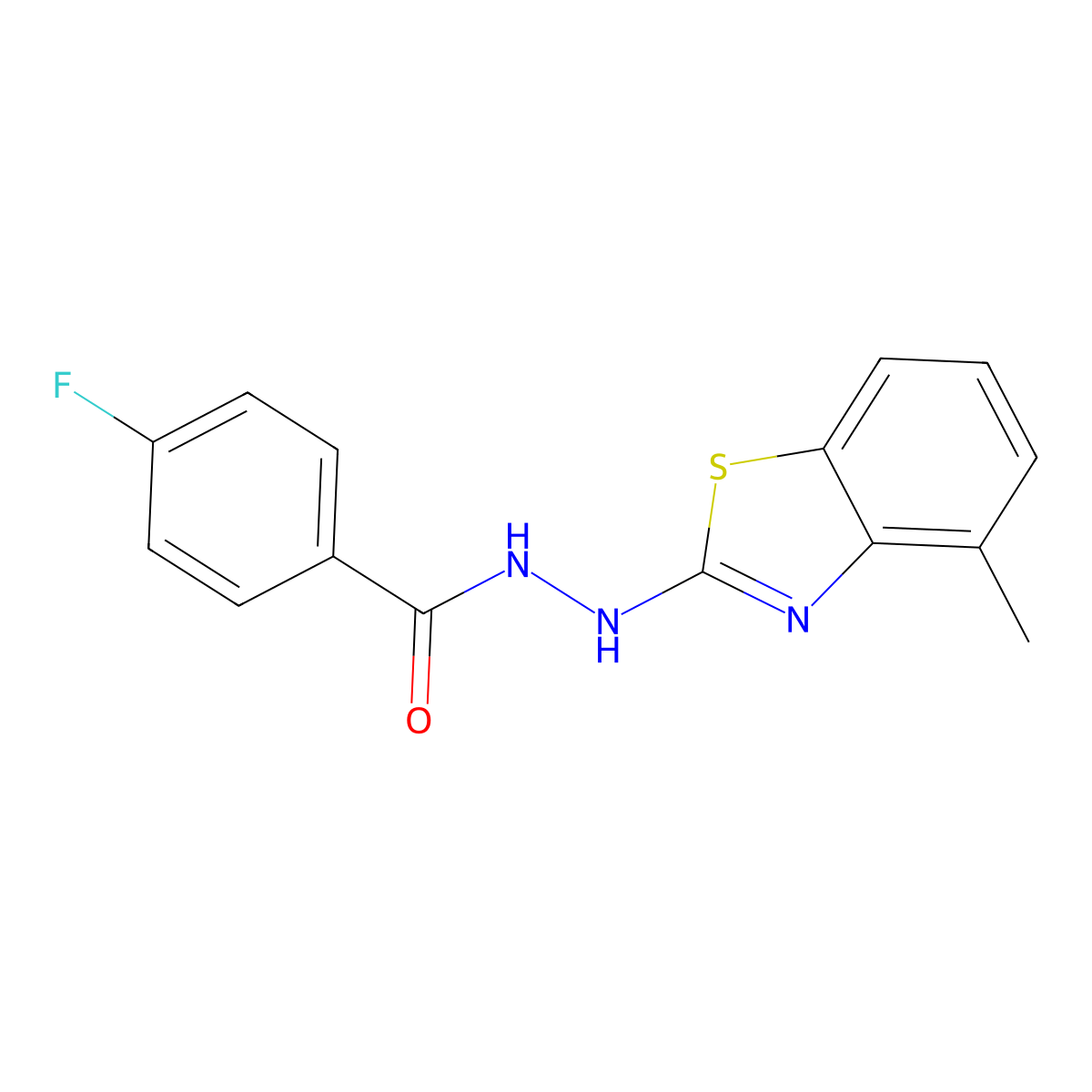 4-fluoro-N'-(4-methyl-1,3-benzothiazol-2-yl)benzohydrazide molecular structure, CAS 851977-82-7