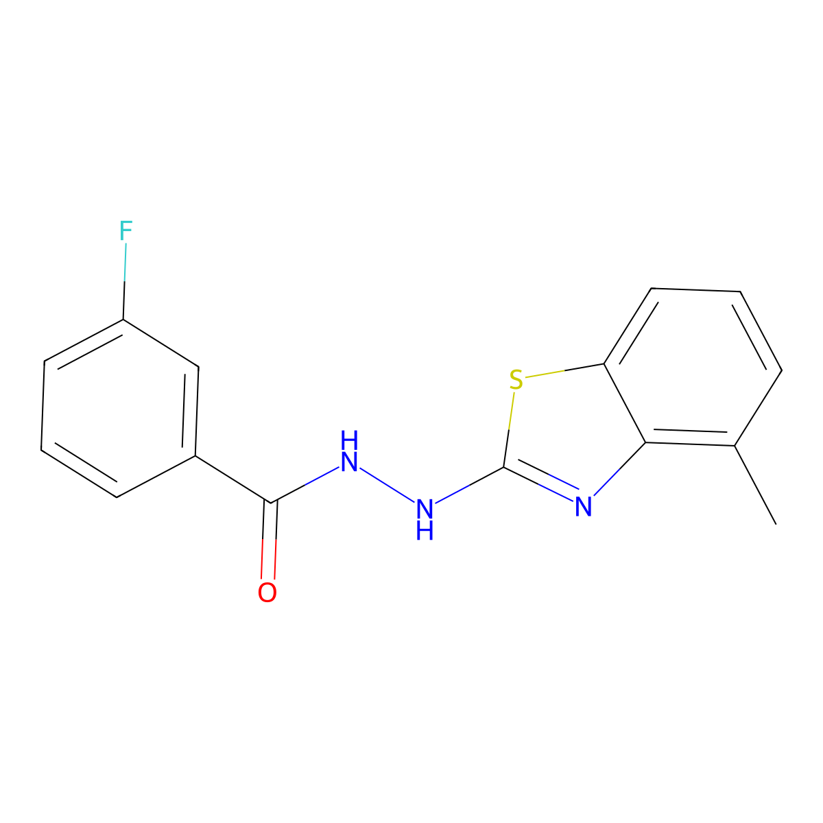 3-fluoro-N'-(4-methyl-1,3-benzothiazol-2-yl)benzohydrazide molecular structure, CAS 851977-83-8